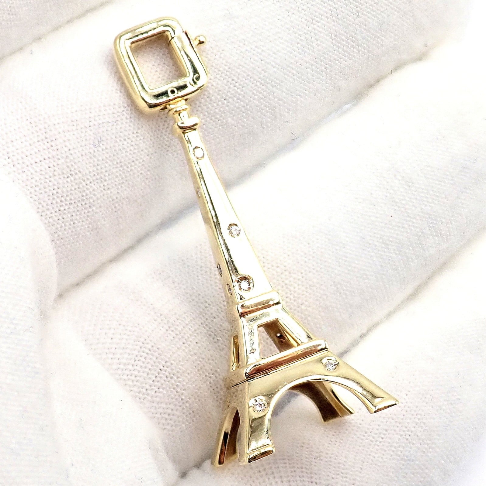 Louis Vuitton Jewelry & Watches:Fine Jewelry:Necklaces & Pendants Vintage Louis Vuitton 18k Yellow Gold Large Eiffel Tower Diamond Charm Pendant
