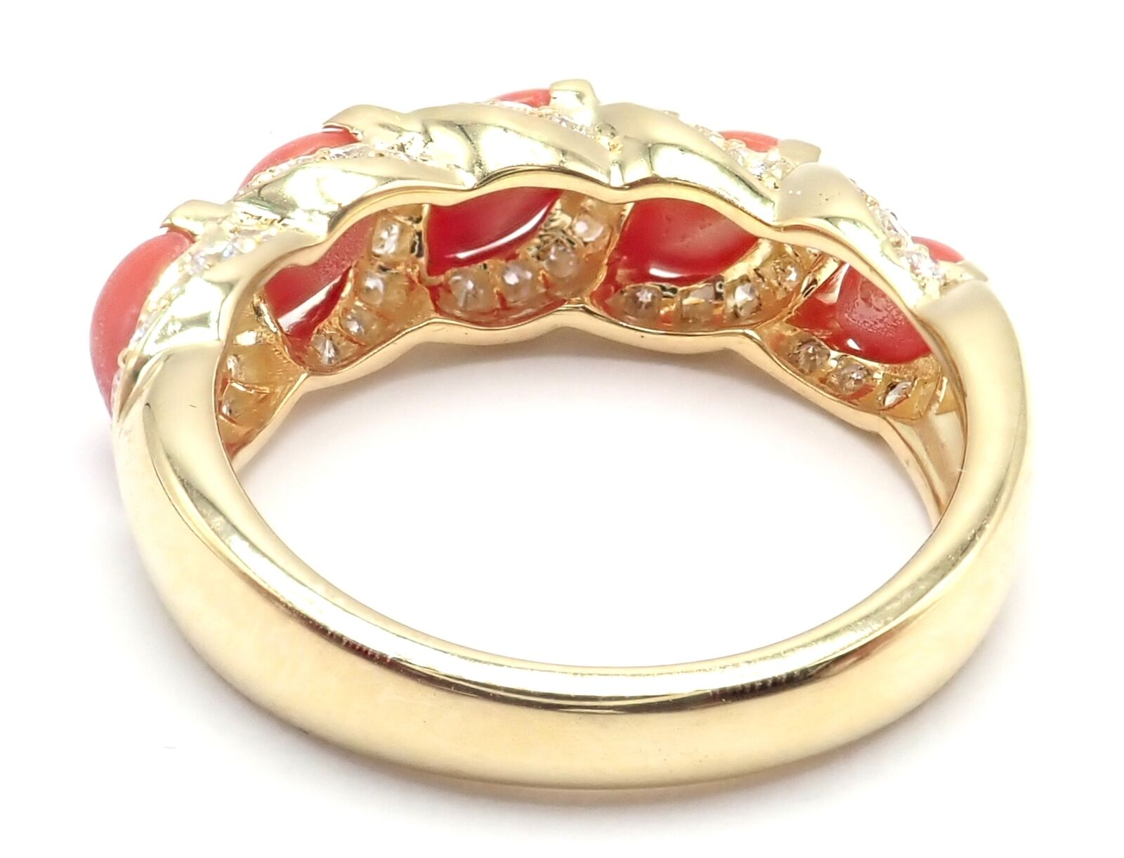 Christian Dior Jewelry & Watches:Fine Jewelry:Rings Rare! Authentic Christian Dior 18k Yellow Gold Diamond Coral Band Ring