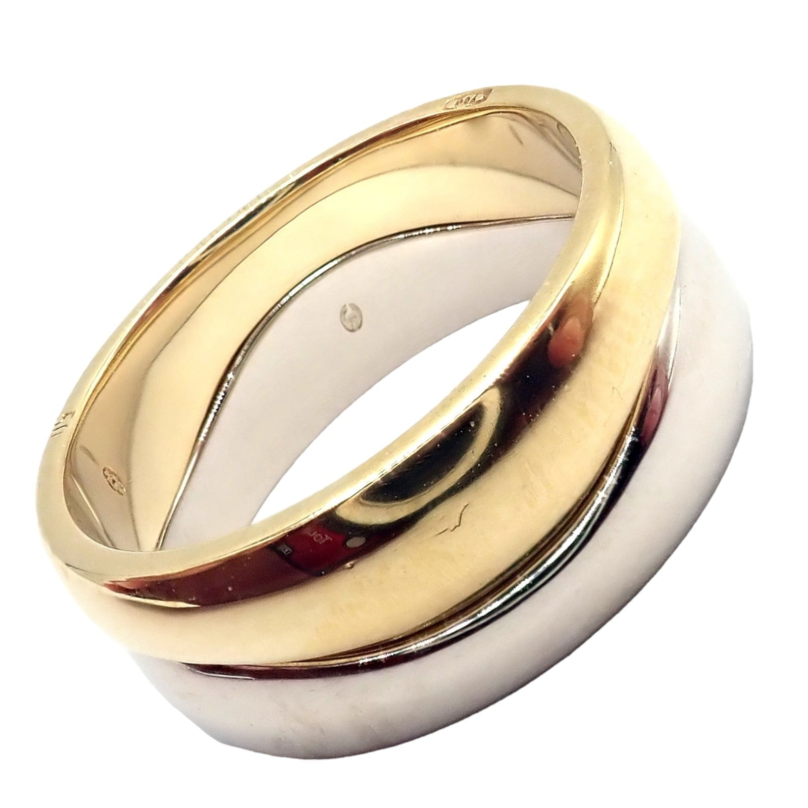 Cartier Jewelry & Watches:Fine Jewelry:Rings Authentic! Cartier 18k Yellow + White Gold Two Stacking Puzzle Band Ring Size 50
