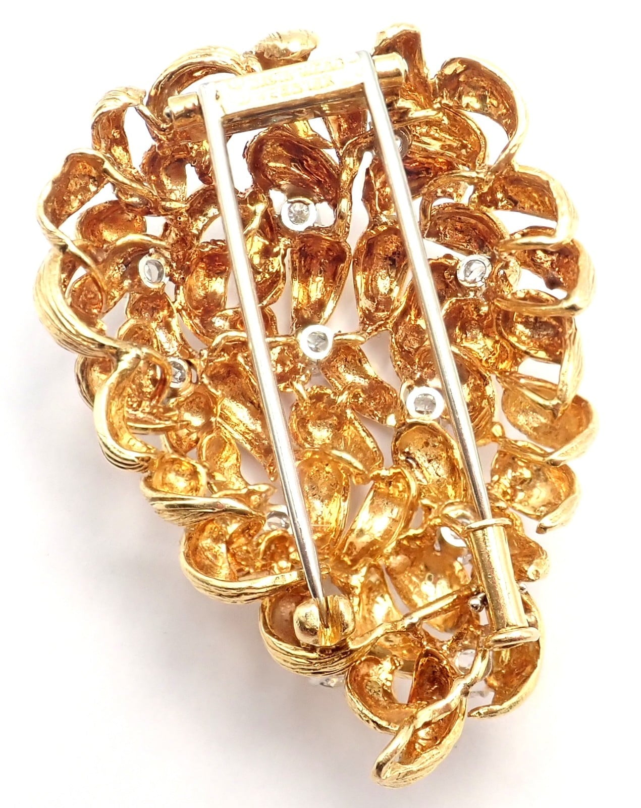 David Webb Jewelry & Watches:Fine Jewelry:Brooches & Pins Authentic! David Webb 18k Yellow Gold Diamond Large Brooch
