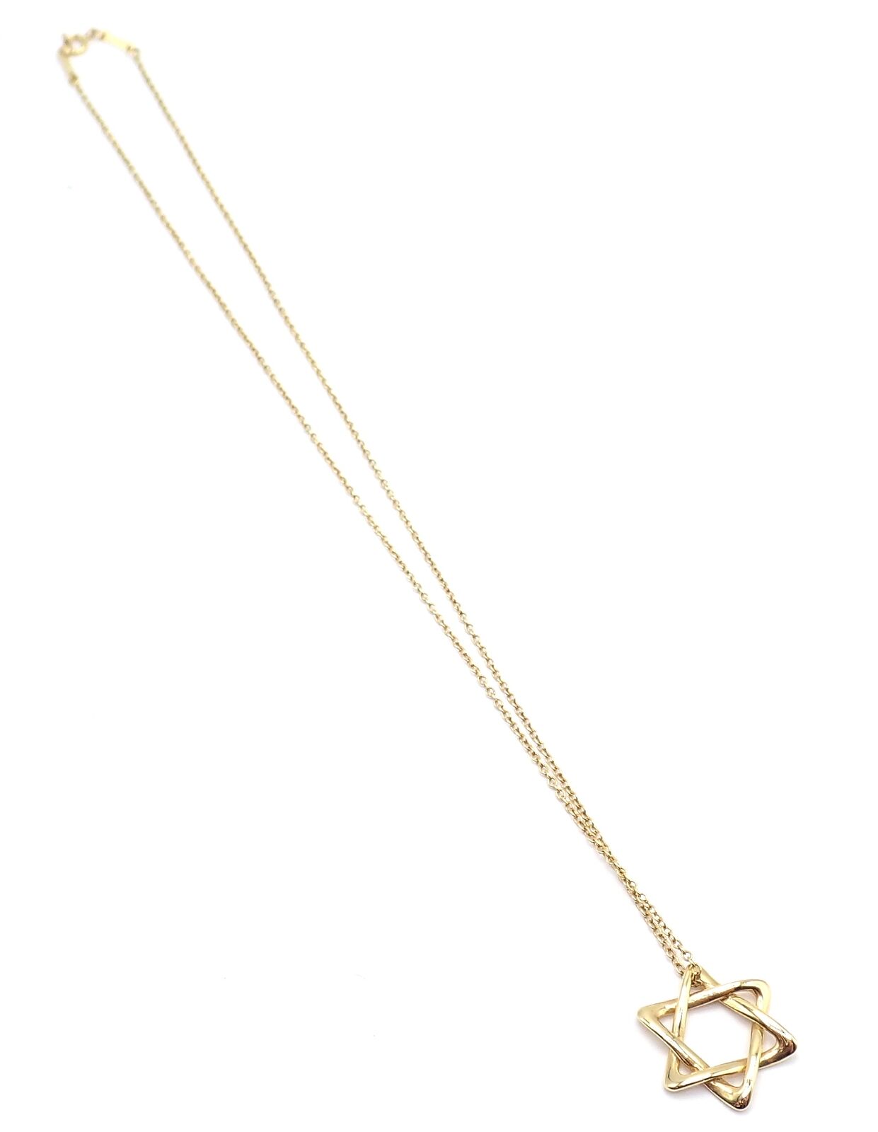 Authentic! Tiffany & Co Peretti 18k Yellow Gold Star Of David Pendant Necklace | Fortrove