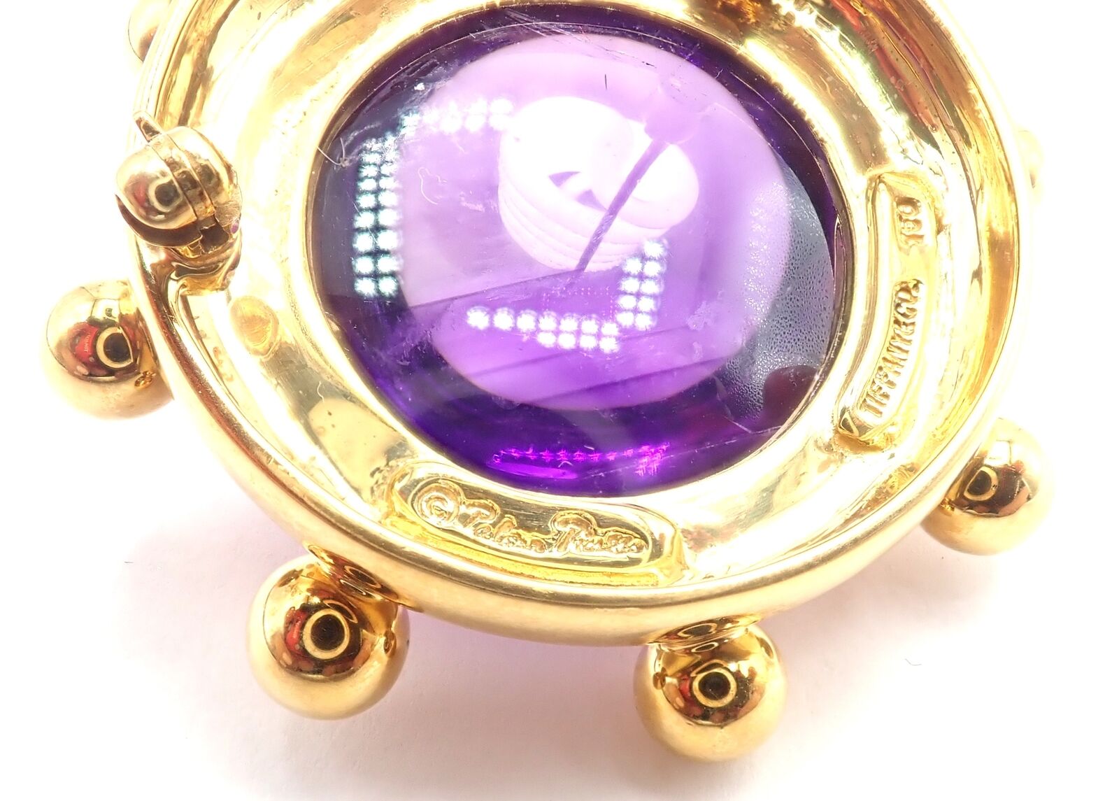 Authentic! Tiffany & Co Paloma Picasso 18k Yellow Gold Large Amethyst Pin Brooch | Fortrove