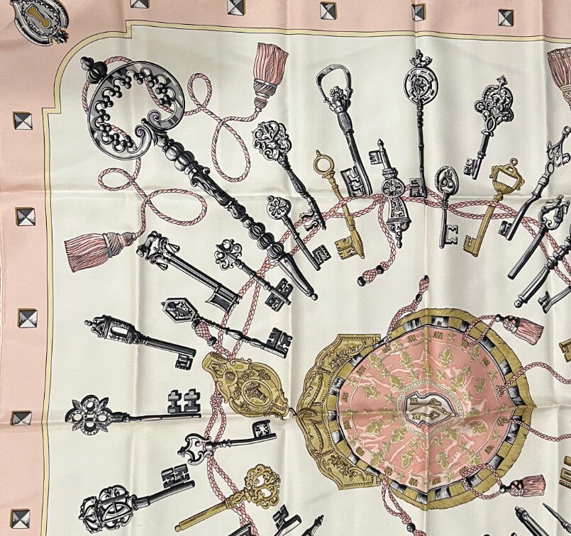 Authentic RARE! Hermes Les Cles Key Vintage 90cm Silk Scarf | Fortrove