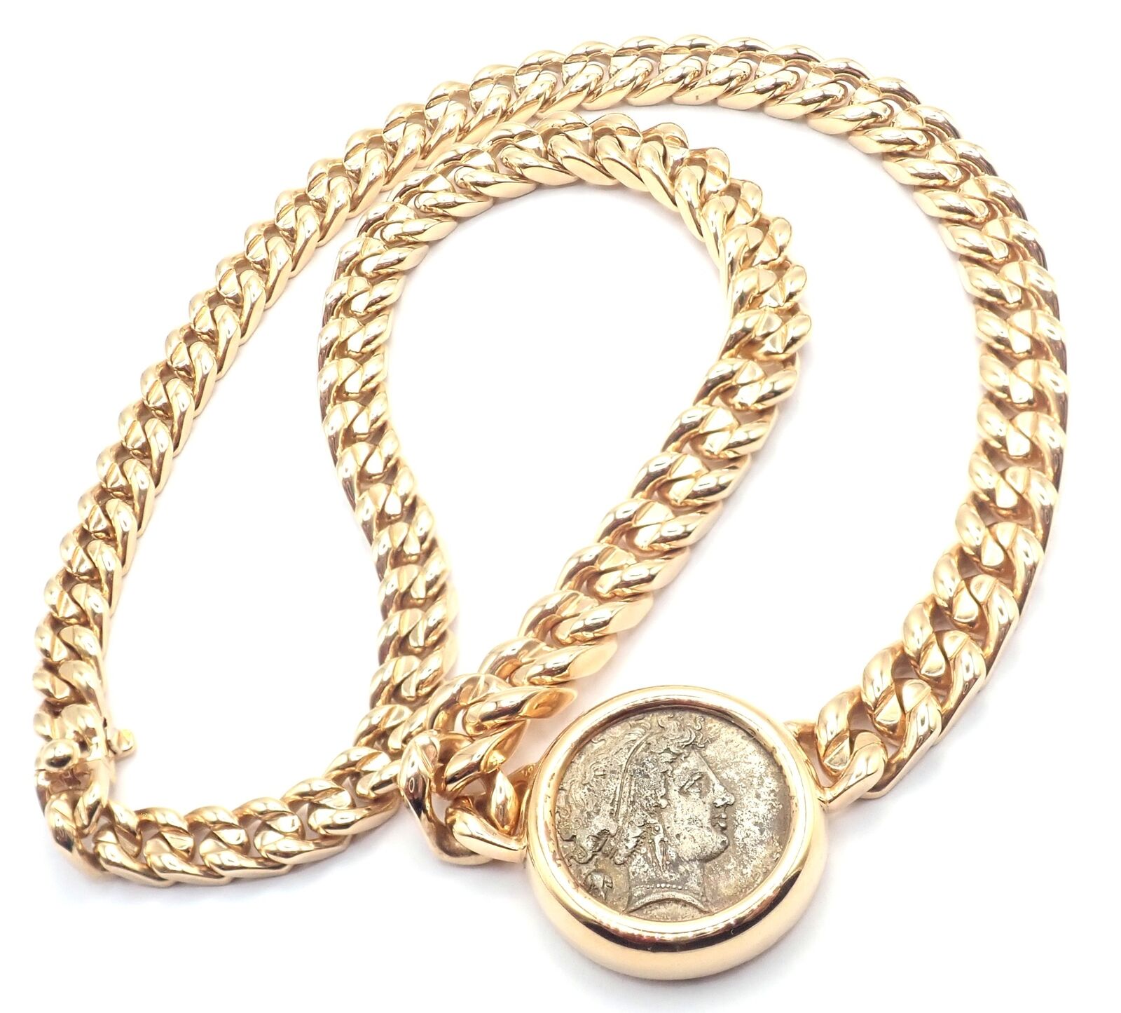 Rare! Bvlgari Bulgari 18k Yellow Gold Antique Coin Monete Link Necklace | Fortrove