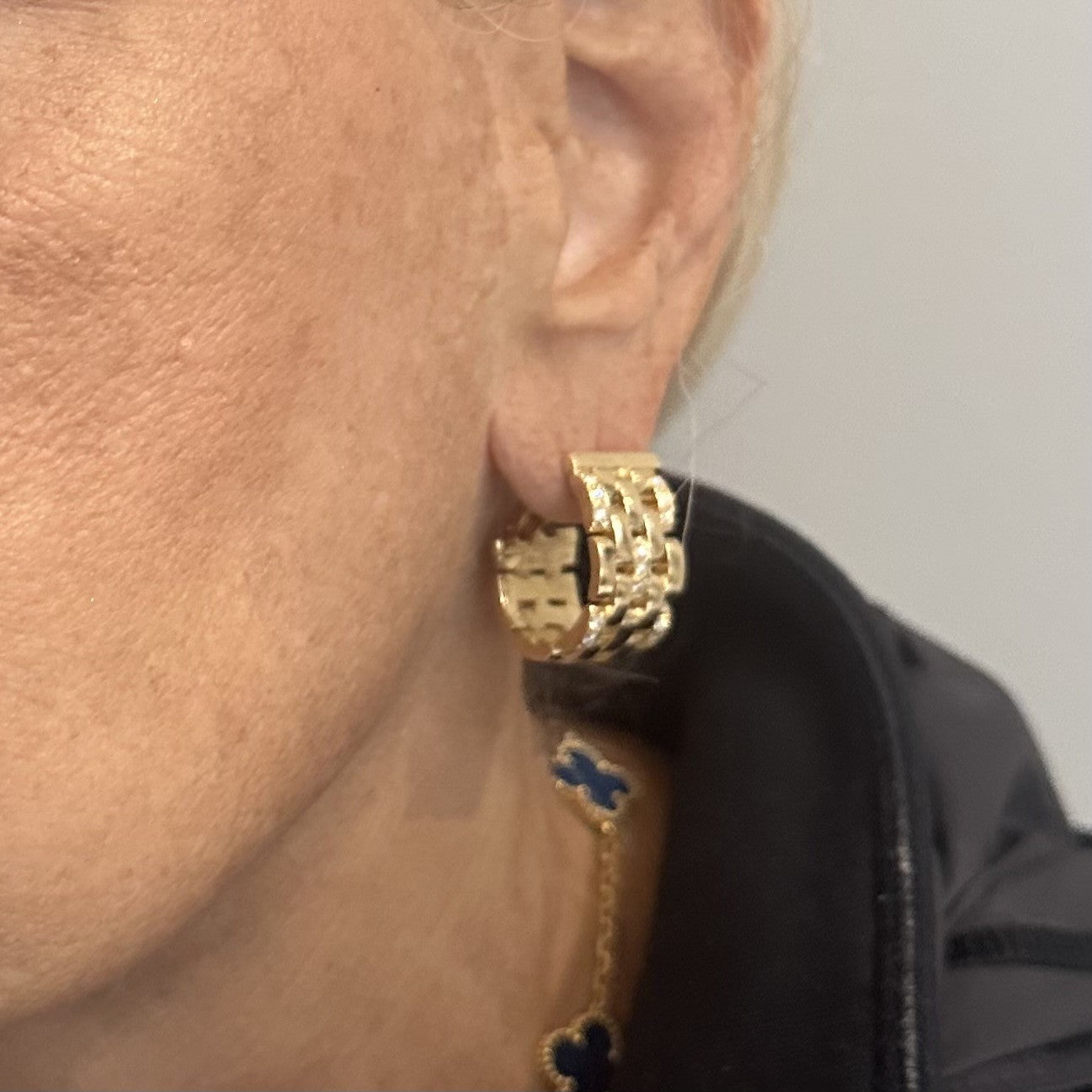 Authentic Cartier Maillon Panthere 18K Gold Diamond Five Row Link Gold Earrings | Fortrove