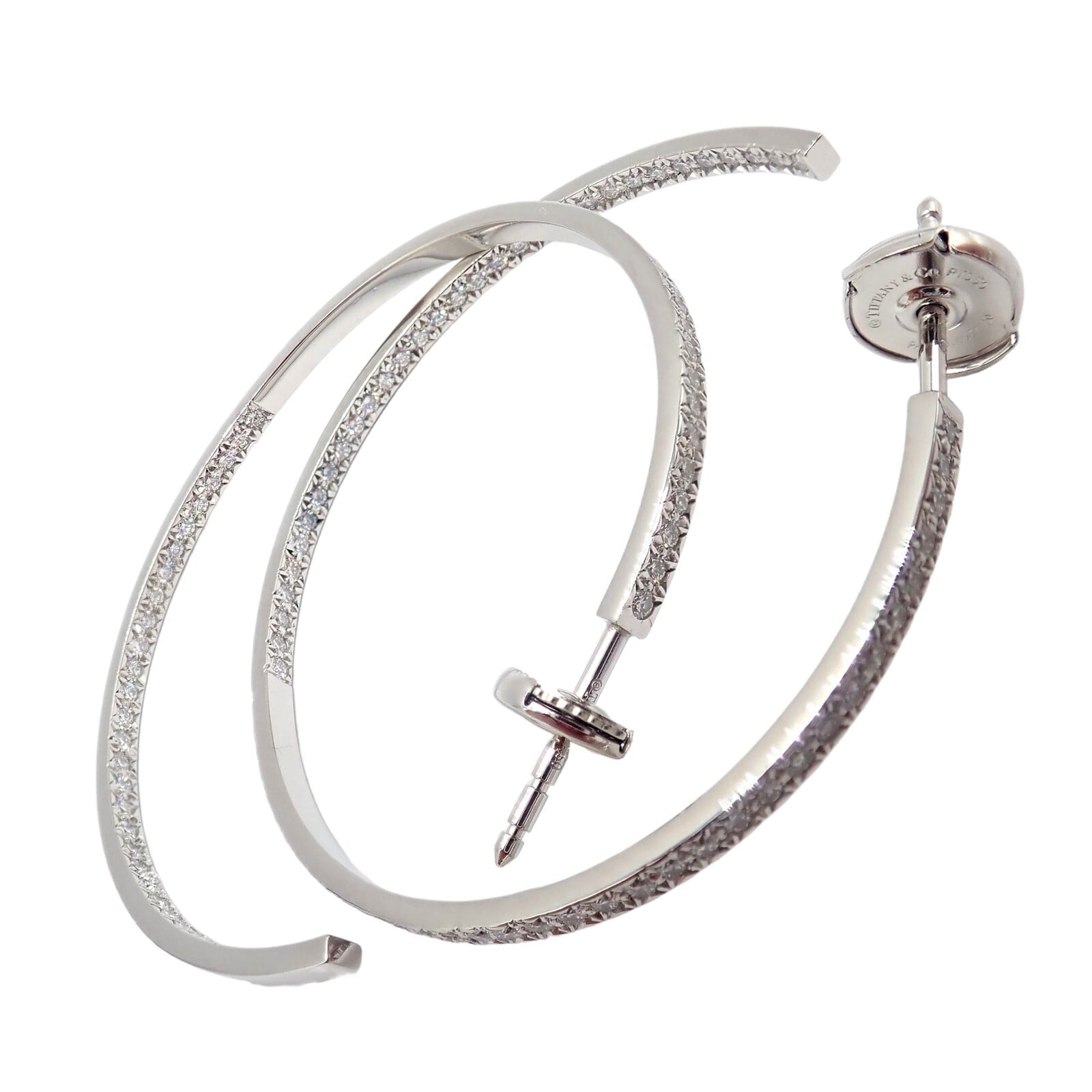 Tiffany & Co. Jewelry & Watches:Fine Jewelry:Earrings Authentic! Tiffany & Co Platinum Metro Diamond Large Inside Out Hoop Earrings