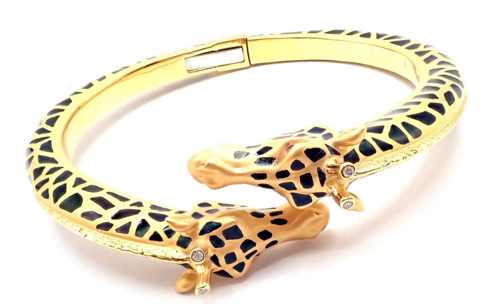 Carrera Y Carrera Giraffe 18k Yellow Gold Diamond Enamel Bangle Bracelet | Fortrove
