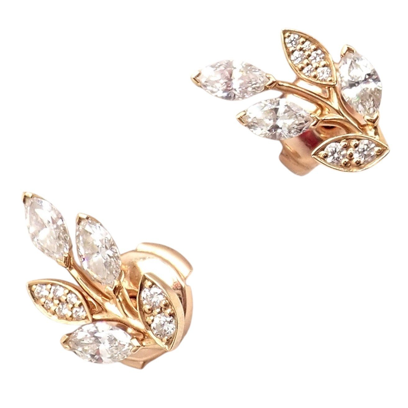 Rare! Authentic Tiffany & Co 18k Rose Gold Diamond Victoria Vine Earrings | Fortrove