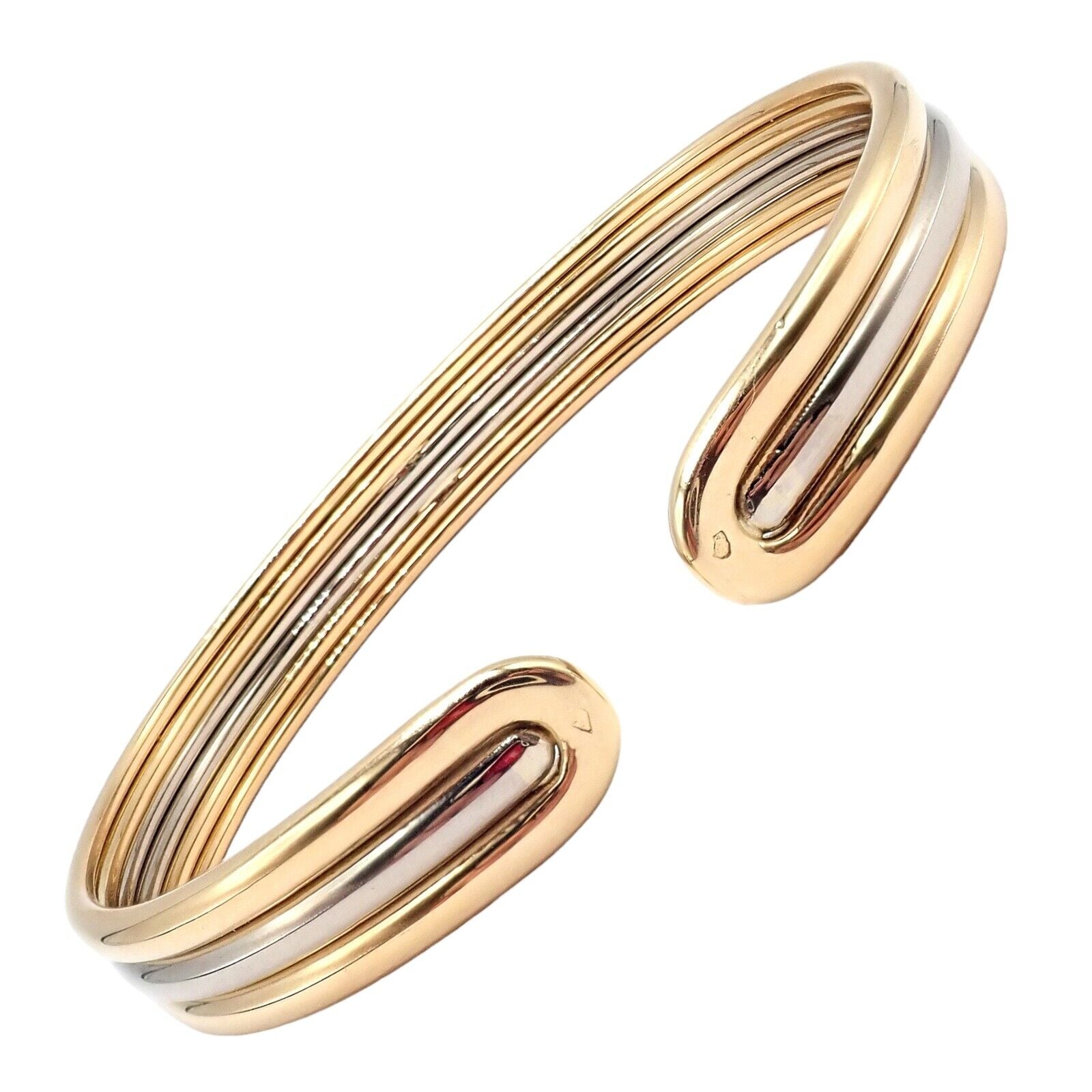 Authentic! Van Cleef & Arpels 18k Yellow & White Gold Bangle Cuff Bracelet | Fortrove