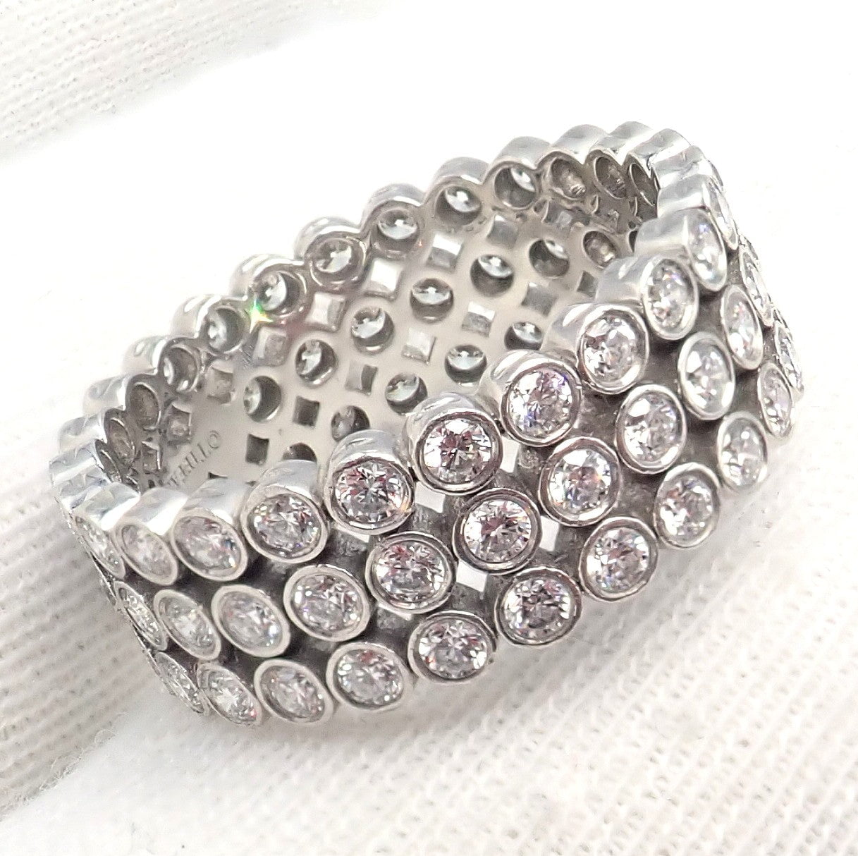 Tiffany & Co. Jewelry & Watches:Fine Jewelry:Rings Authentic! Tiffany & Co Platinum Diamond Three Row Jazz Band Ring Size 6