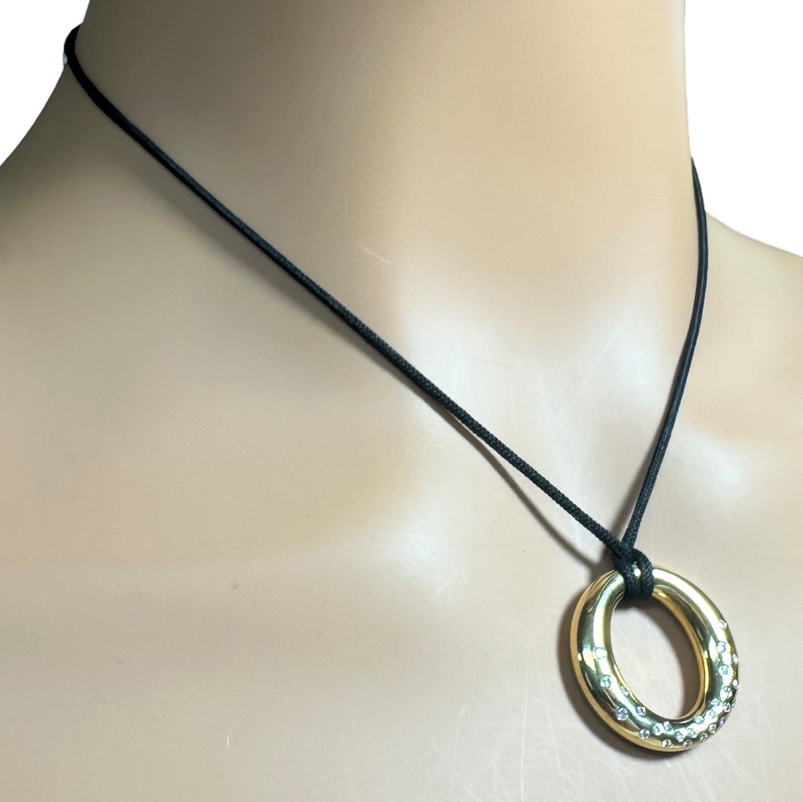 Authentic! Tiffany & Co 18k Yellow Gold Peretti 25mm Diamond Sevillana Necklace | Fortrove