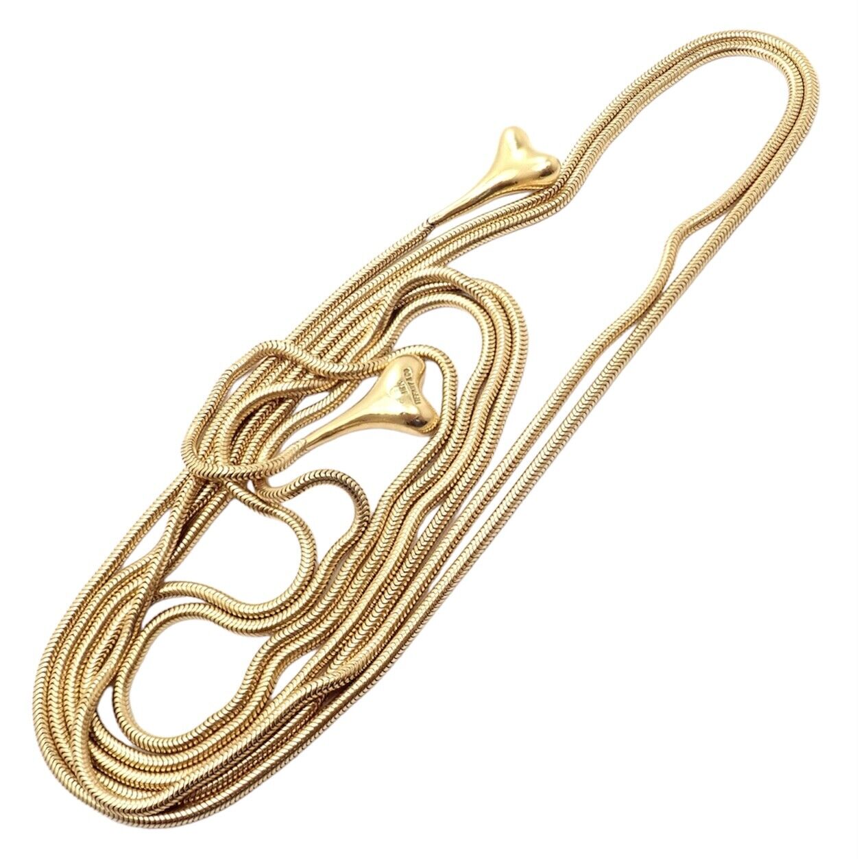 Authentic! Vintage Tiffany & Co 18k Yellow Gold 51" Extra Long Ginkgo Necklace | Fortrove