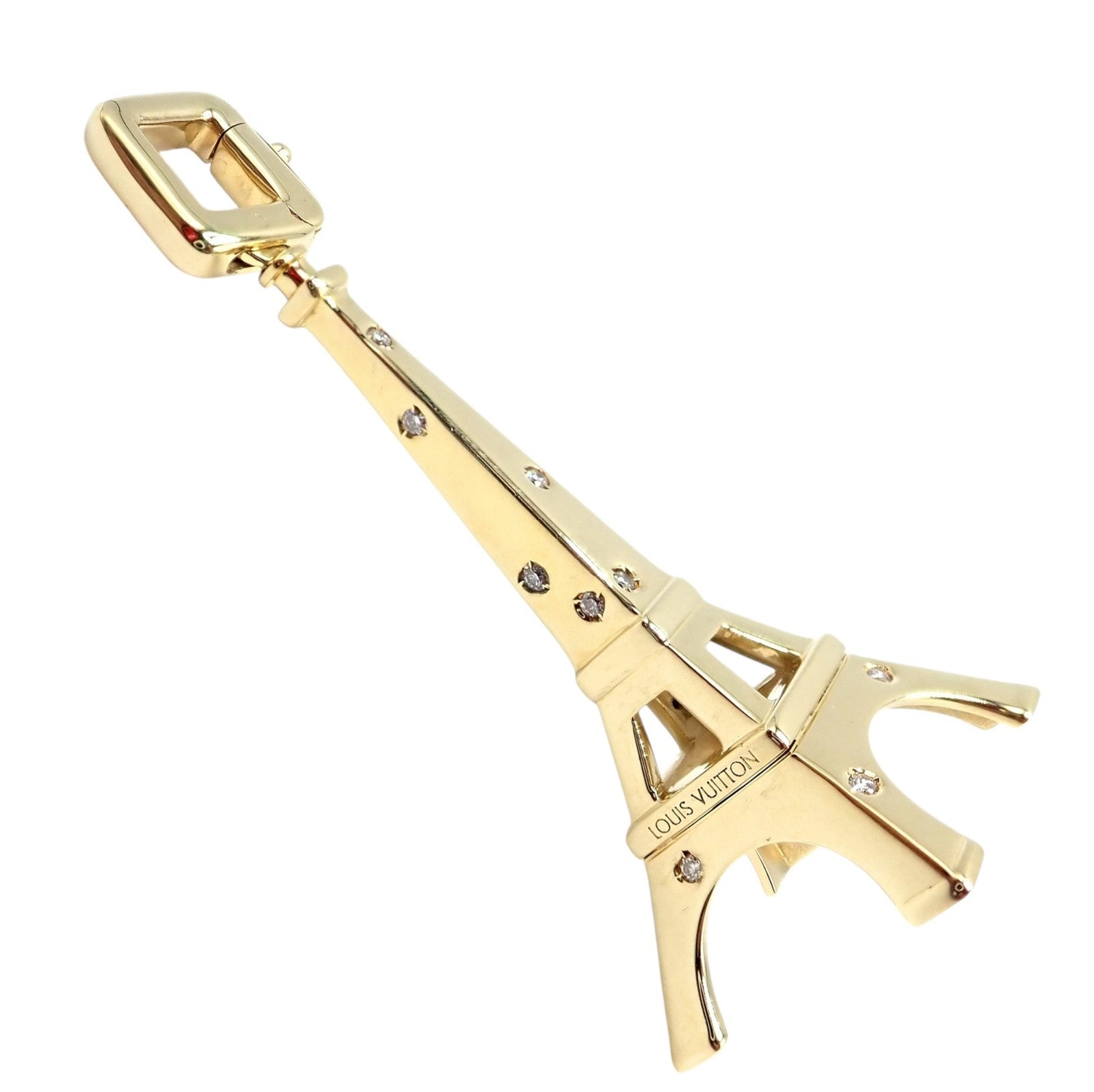 Vintage Louis Vuitton 18k Yellow Gold Large Eiffel Tower Diamond Charm Pendant | Fortrove
