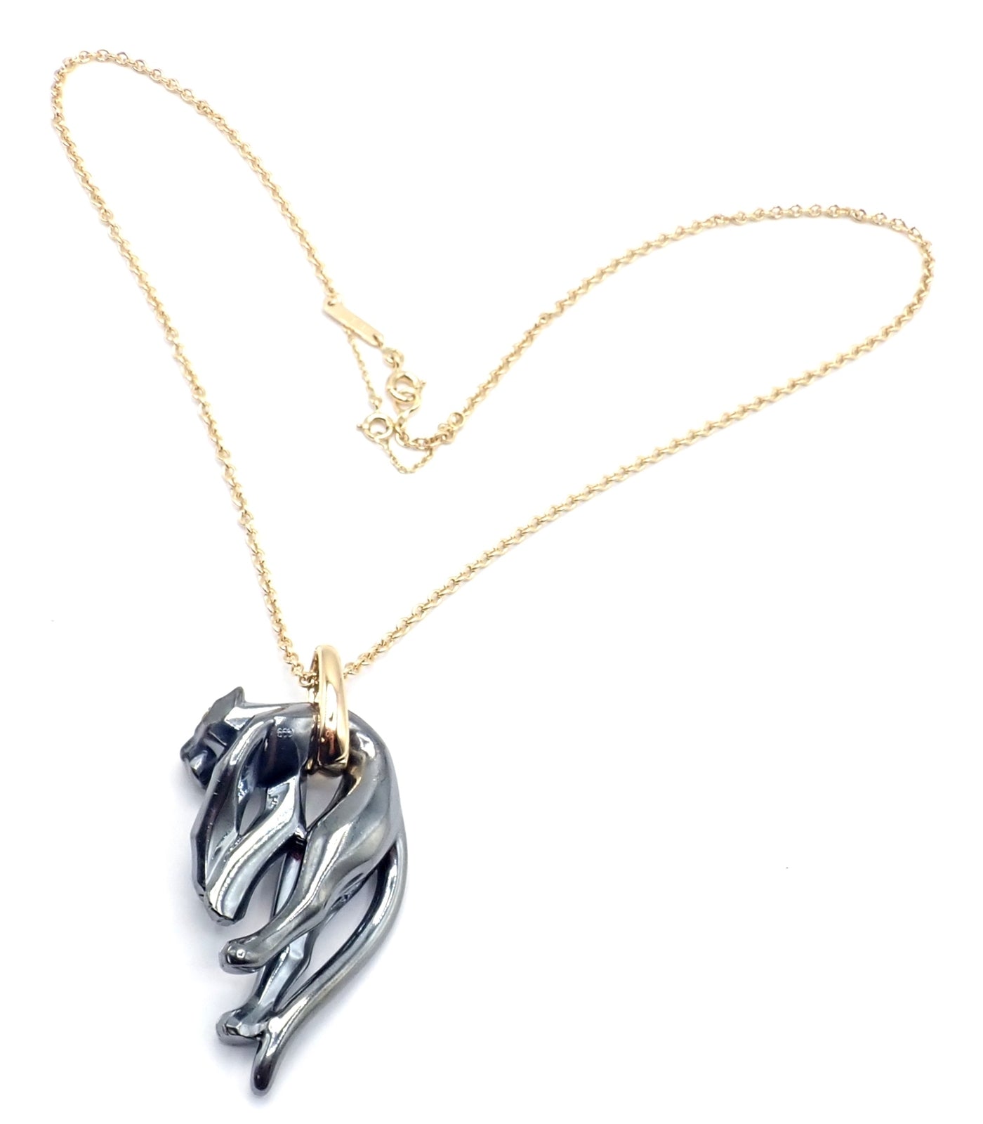Authentic Panthere de Cartier Panther 18k Yellow Gold & Silverium Necklace Paper | Fortrove