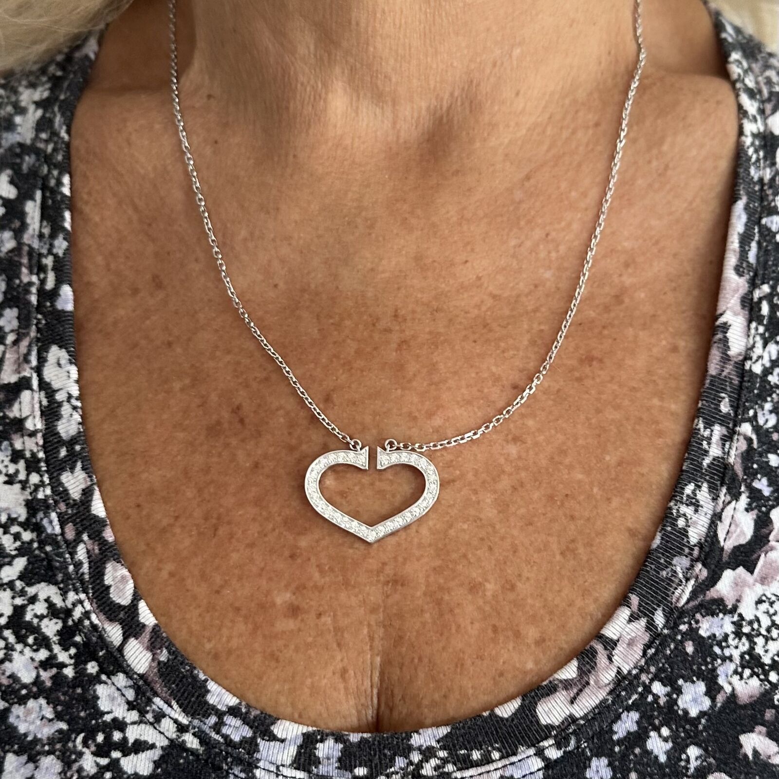 Cartier Jewelry & Watches:Fine Jewelry:Necklaces & Pendants Authentic! Cartier 18k White Gold Diamond Large C Heart Pendant Necklace