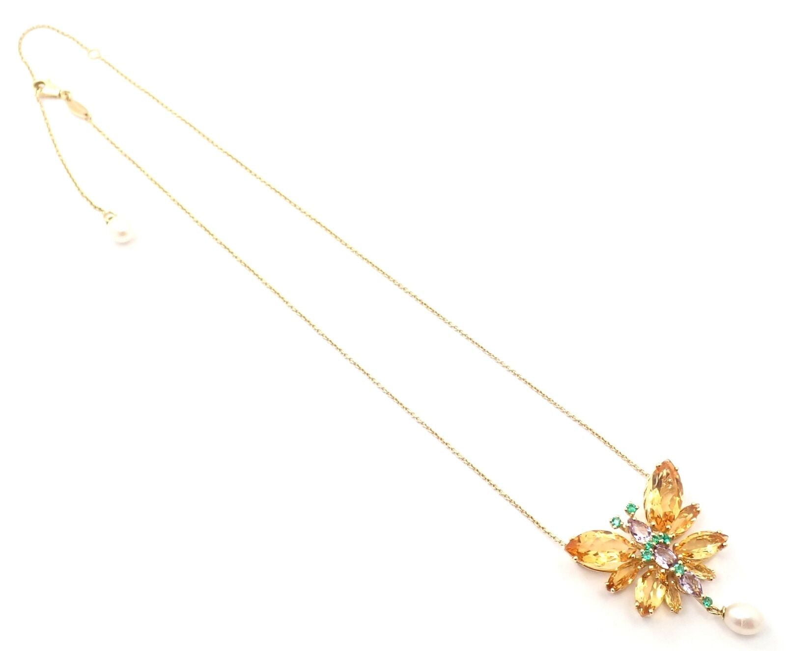 Authentic! Dolce & Gabbana Spring 18k Yellow Gold Citrine Butterfly Necklace | Fortrove