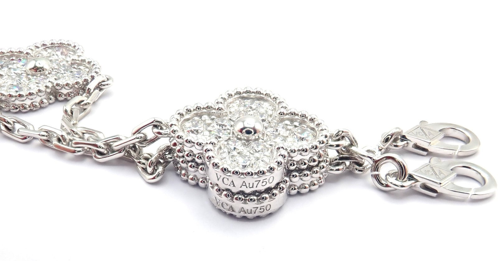 Van Cleef & Arpels Jewelry & Watches:Fine Jewelry:Jewelry Sets Van Cleef & Arpels 18k Gold Vintage Alhambra Diamond Necklace Bracelet Set Cert.