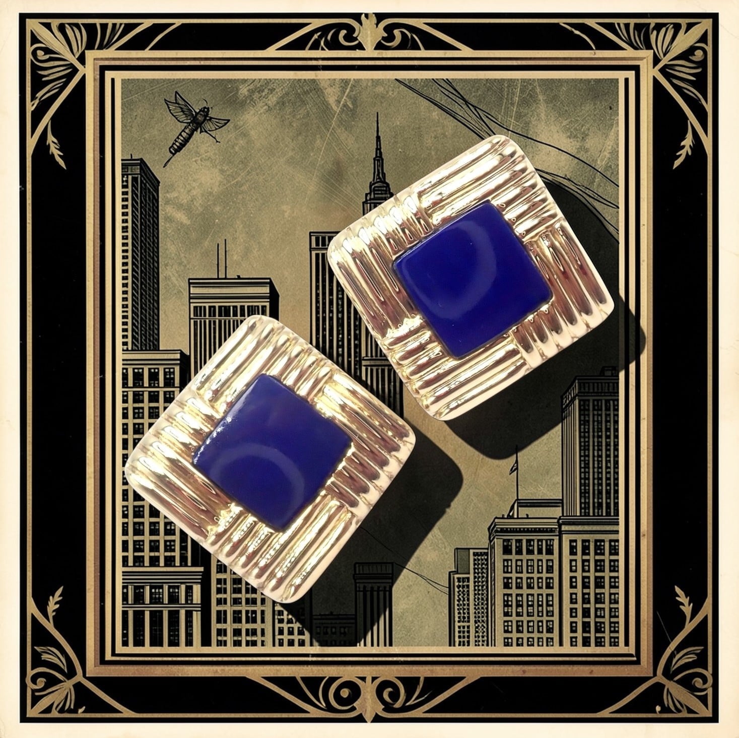Piaget Jewelry & Watches:Men's Jewelry:Cufflinks Piaget 18k Yellow Gold Large Lapis Lazuli Rope Square Gold Cufflinks