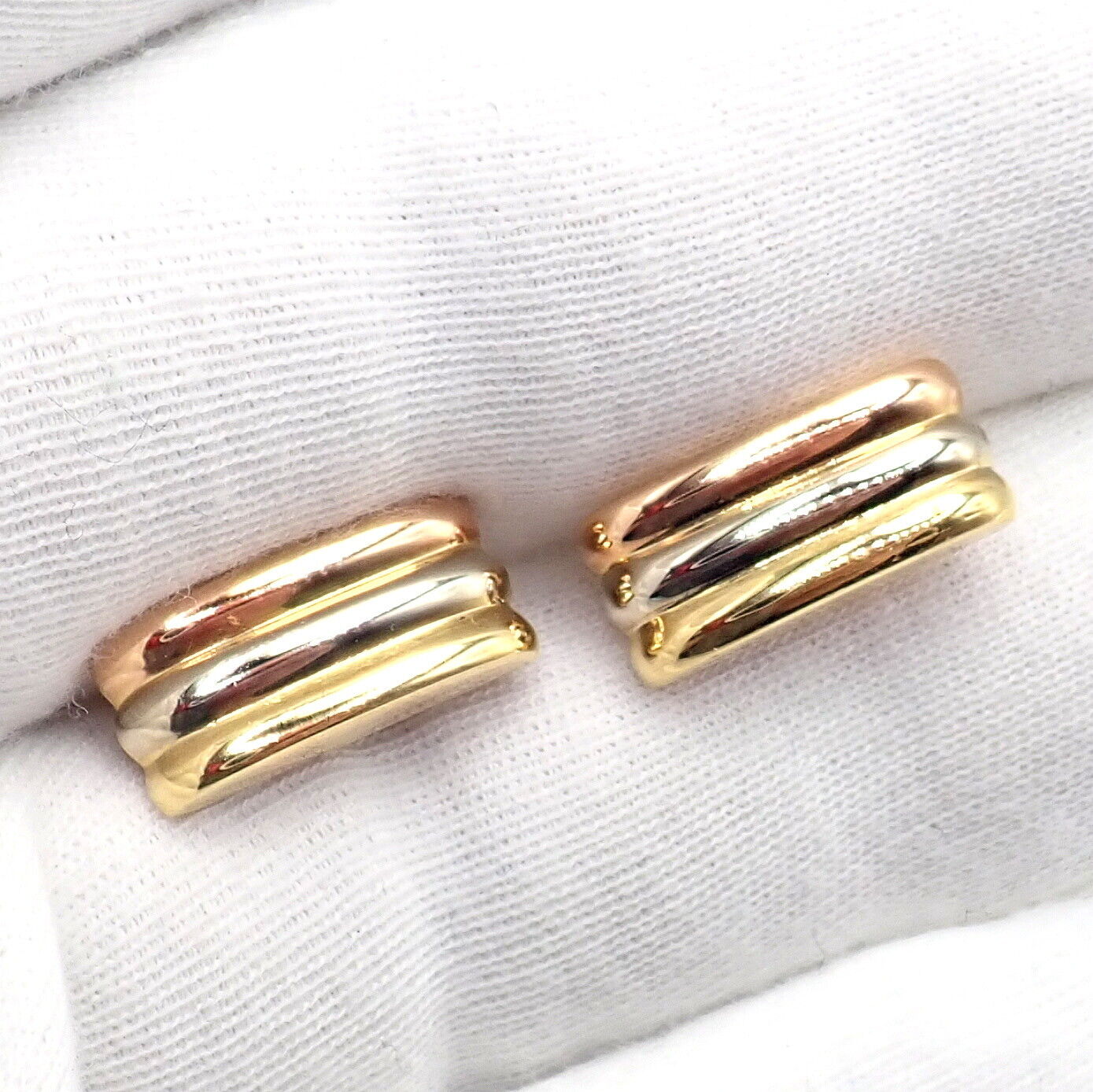 Rare! Vintage Authentic Cartier Trinity 18k Tri-Color Gold Cufflinks | Fortrove