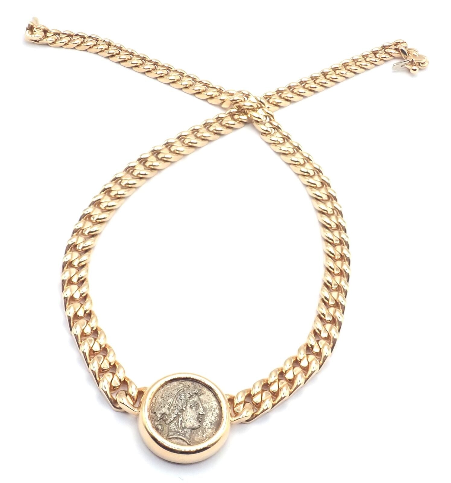 Rare! Bvlgari Bulgari 18k Yellow Gold Antique Coin Monete Link Necklace | Fortrove