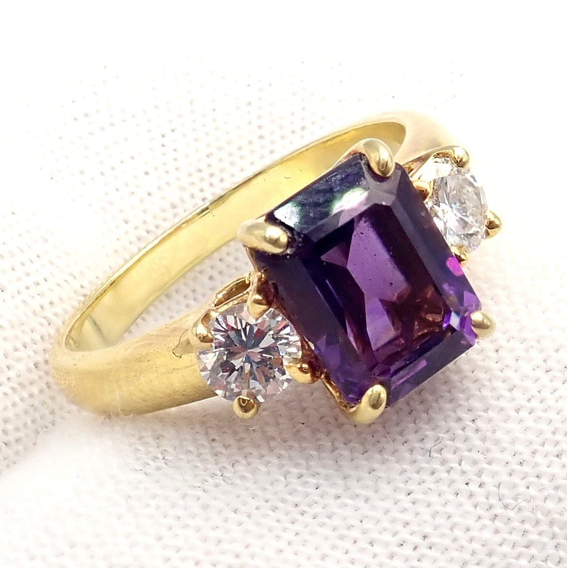 Vintage! Authentic Tiffany & Co 18k Yellow Gold Diamond Amethyst Cocktail Ring | Fortrove