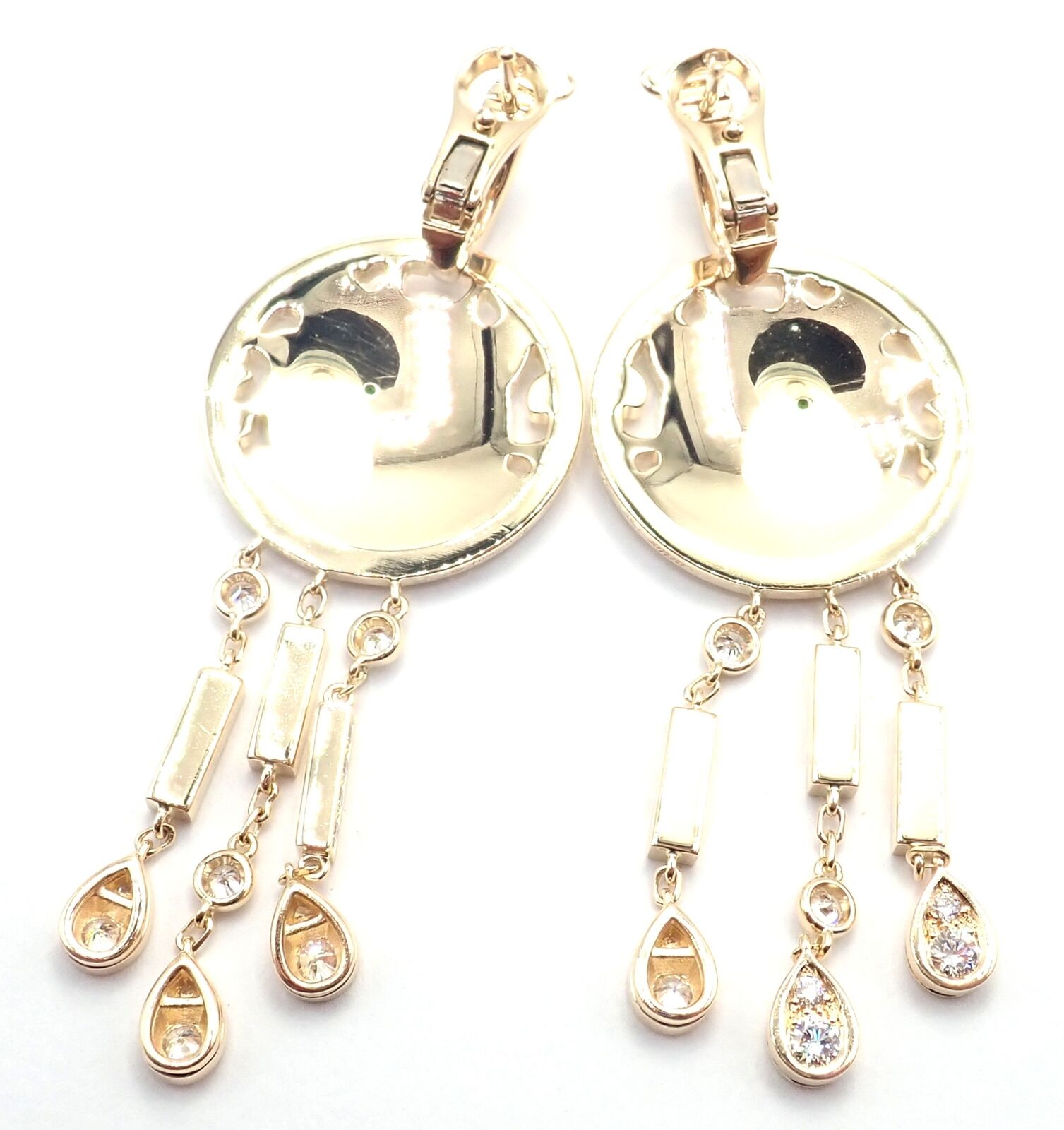 Authentic! Cartier Panther 18k Yellow Gold Diamond Lacquer Tsavorite Earrings | Fortrove