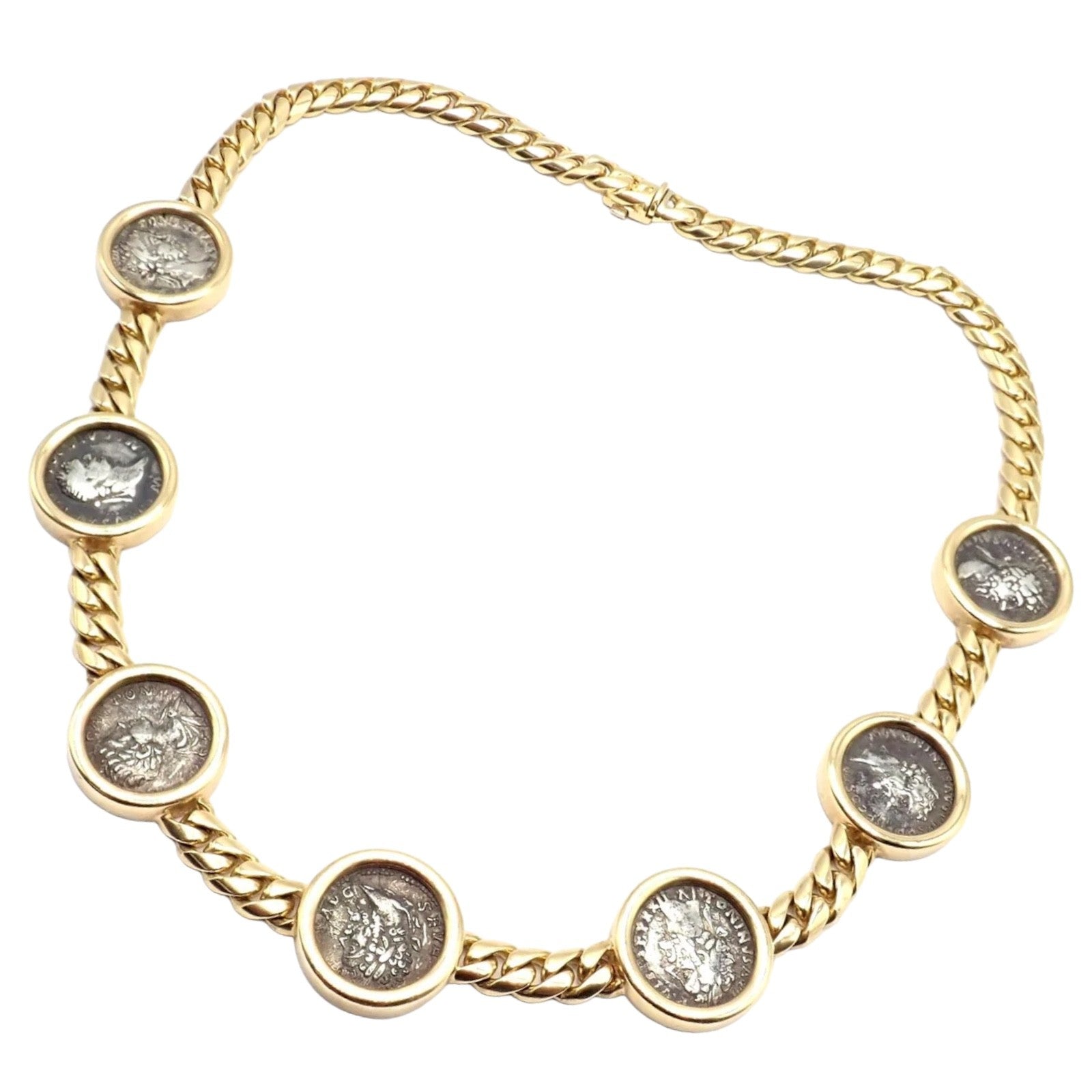 Vintage! Bvlgari Bulgari 18k Yellow Gold 7 Antique Coin Monete Link Necklace | Fortrove
