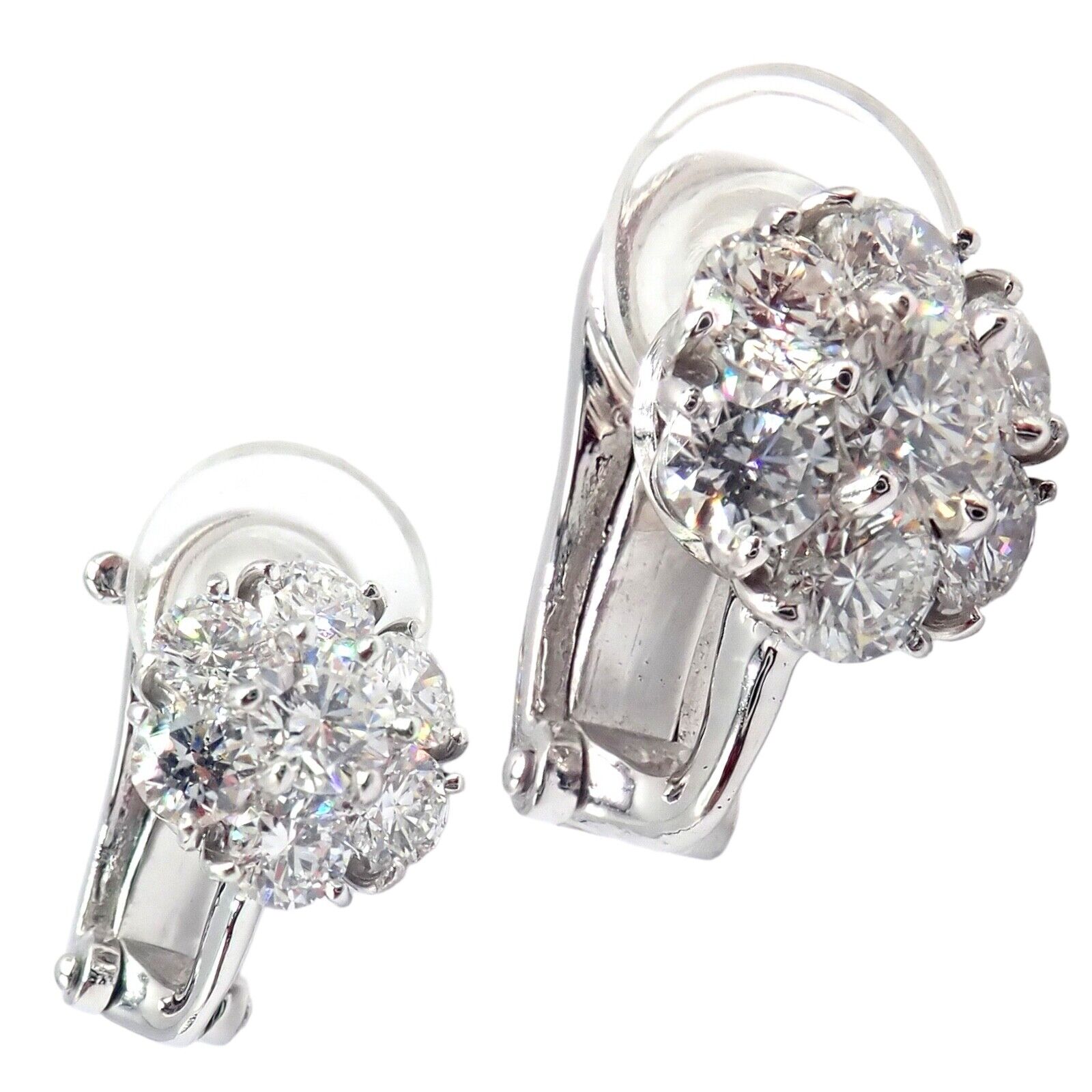 Authentic! Van Cleef & Arpels Platinum Diamond Fleurette Flower Earrings | Fortrove
