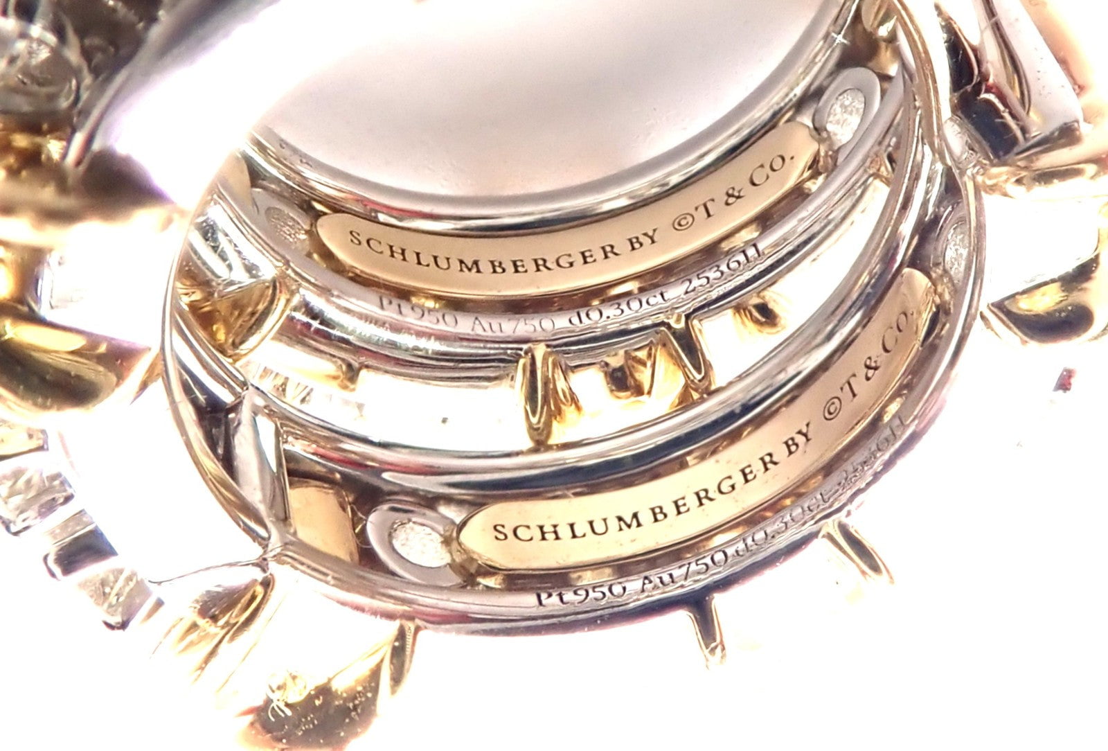 Tiffany & Co Schlumberger Sixteen Stone Plat Gold Diamond Narrow Hoop Earrings | Fortrove
