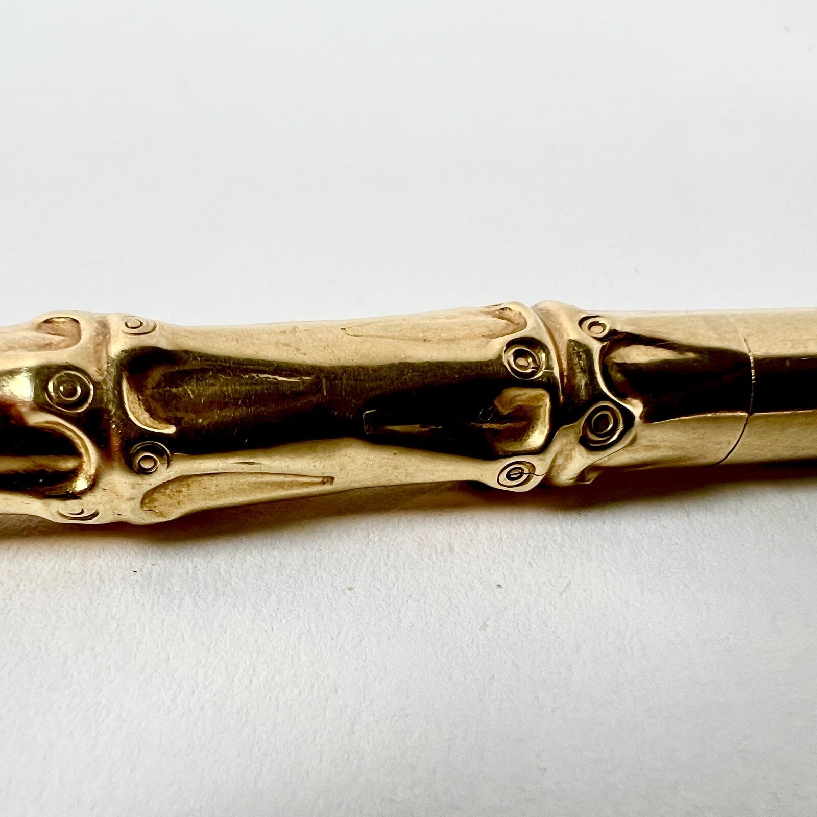 Vintage 1940's Louis Tamis Bamboo Pen 14K Solid Yellow Gold | Fortrove