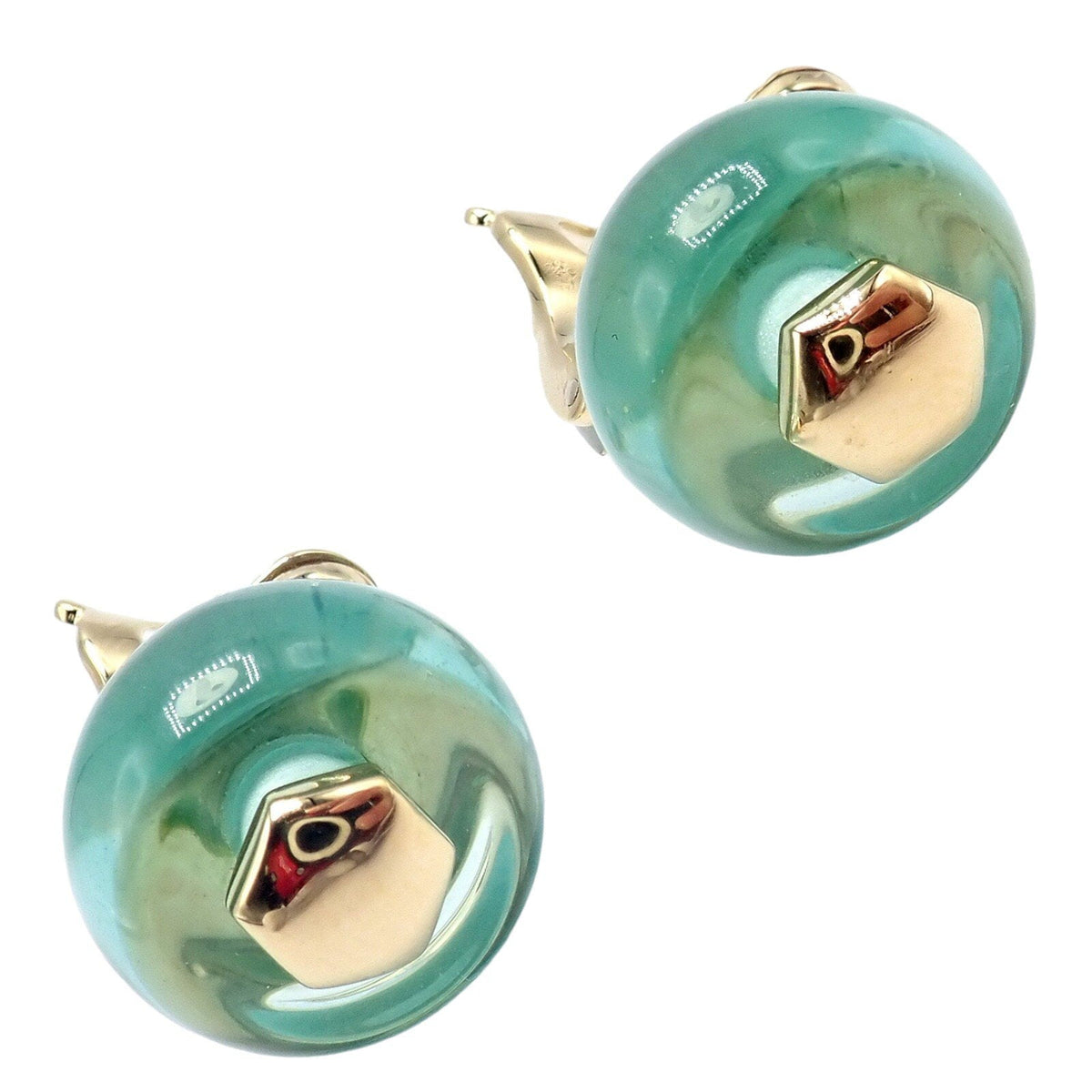 Marina B Jewelry & Watches:Fine Jewelry:Earrings Authentic! Vintage Marina B 18k Yellow Gold Pneu Crystal Earrings