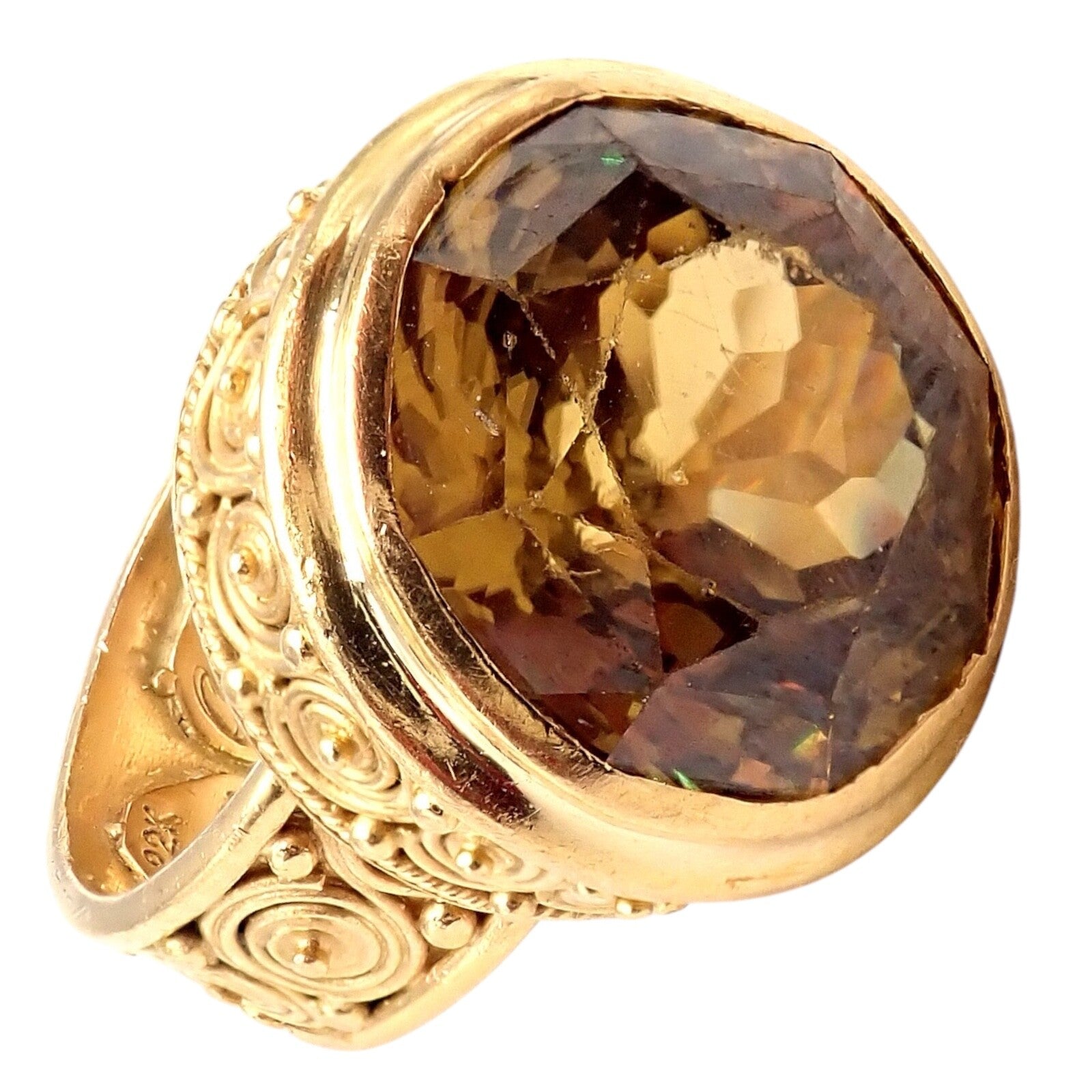 Carolyn Tyler Jewelry & Watches:Fine Jewelry:Rings Carolyn Tyler 22k Yellow Gold Seven Seas Large Golden Yellow Zircon Ring