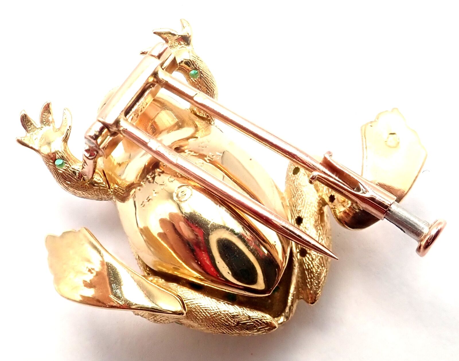 Vintage! Tiffany & Co. France 20k Yellow Gold Ruby Emerald Frog Pin Brooch | Fortrove