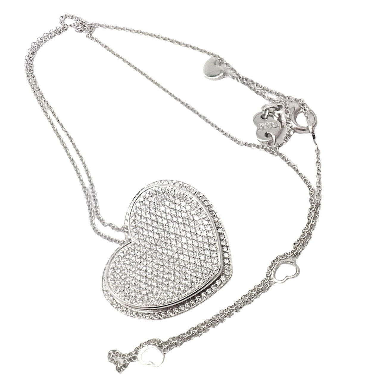 New! Authentic Pasquale Bruni 18k White Gold 2.02ct Pave Diamond Heart Necklace | Fortrove