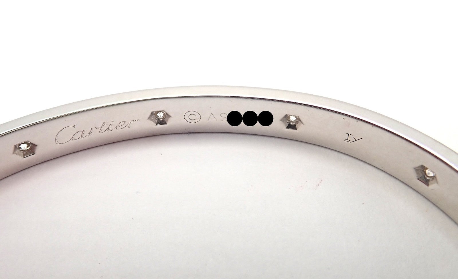 Cartier Jewelry & Watches:Fine Jewelry:Bracelets & Charms Authentic! Cartier Love 18k White Gold 10 Diamond Bangle Bracelet Sz 18 + Cert