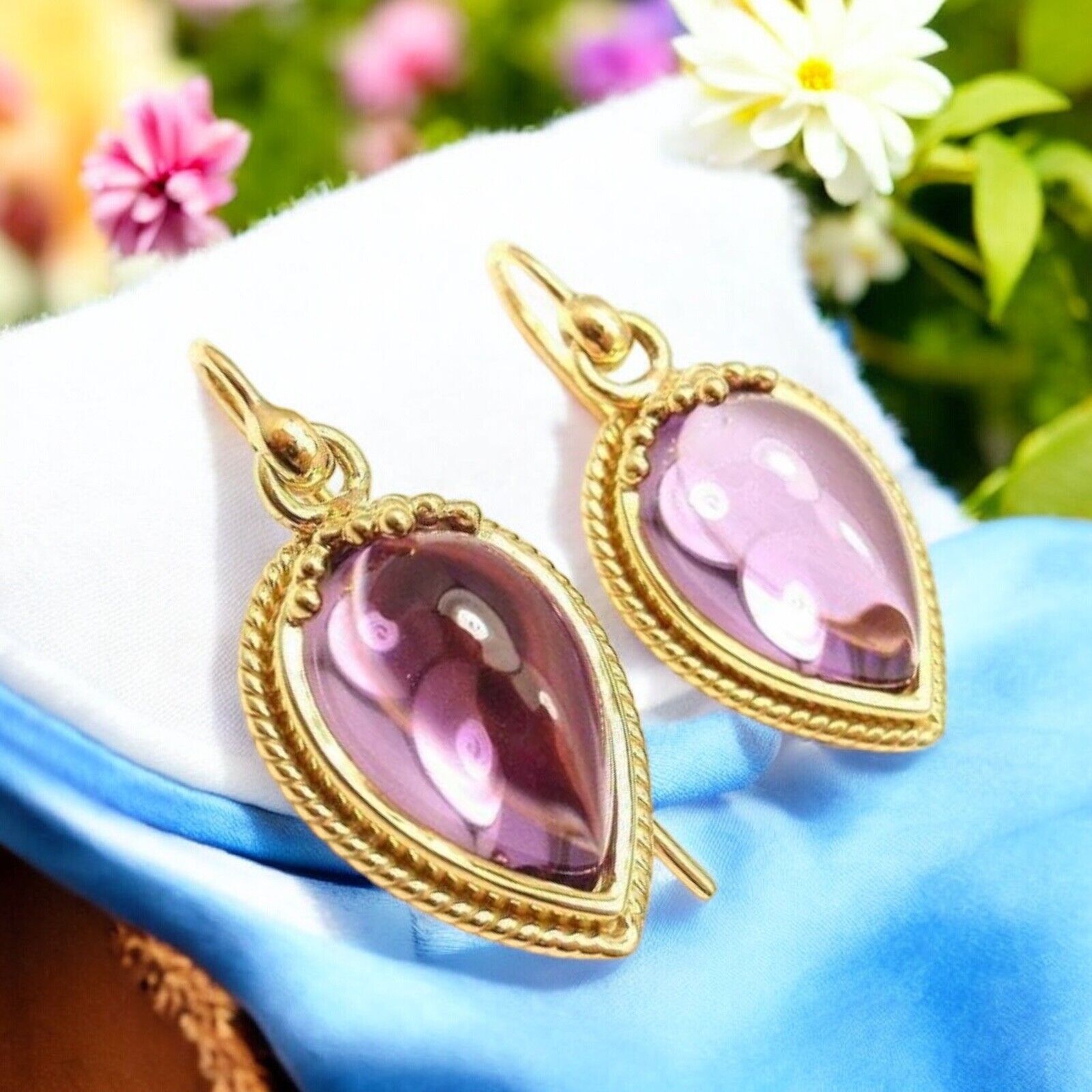 New! Authentic Temple St. Clair 18k Yellow Gold Chinese Bead Amethyst Earrings | Fortrove