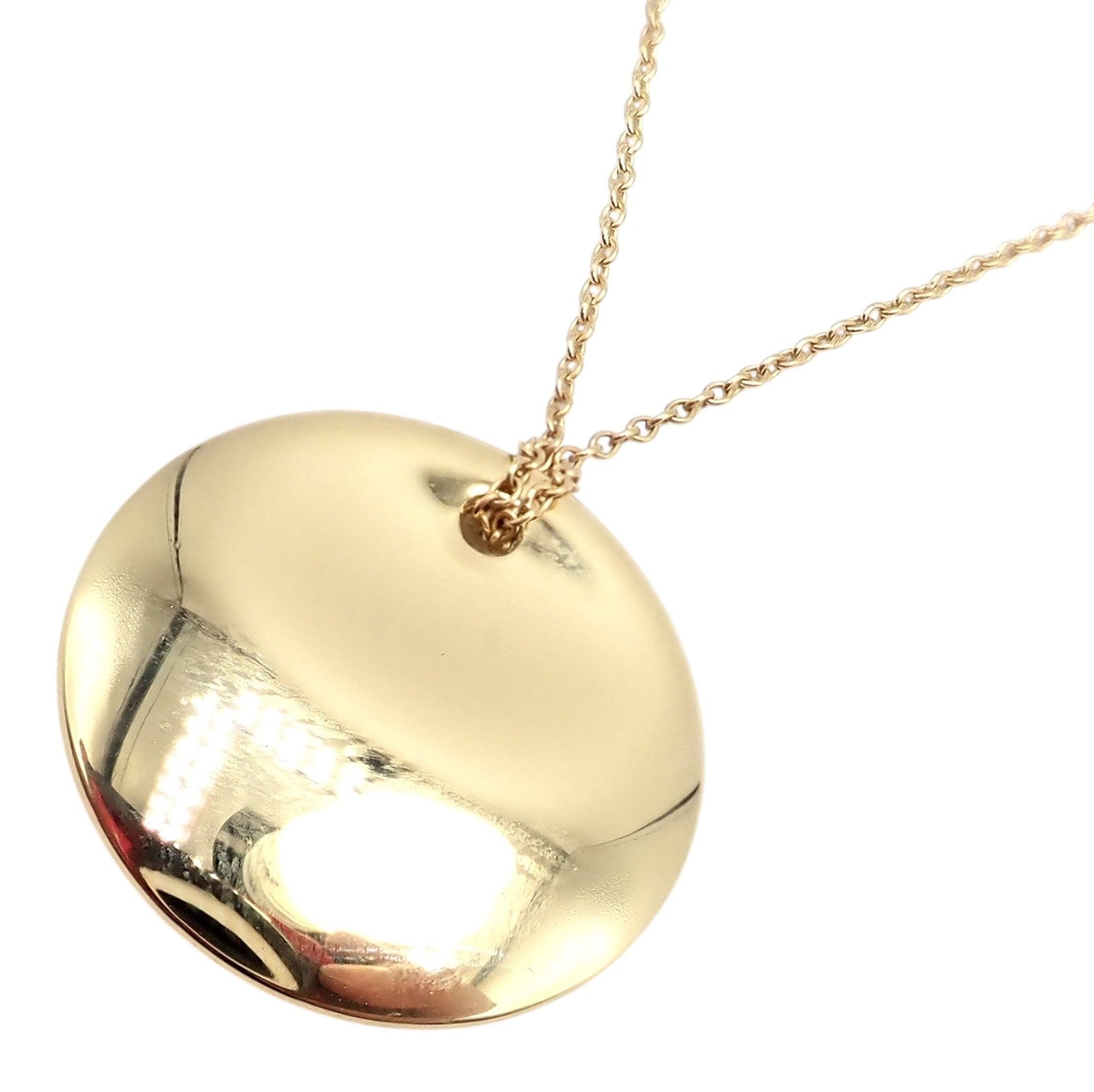 Vintage! Tiffany & Co Peretti 18k Yellow Gold 24mm Disc Pendant Necklace | Fortrove