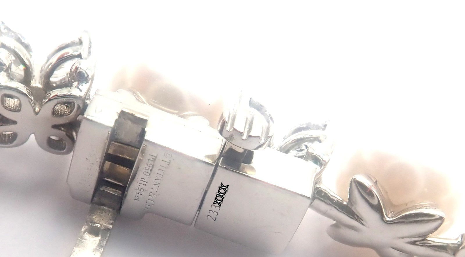 Tiffany & Co Victoria Platinum Diamond Akoya Cultured Pearl Line Tennis Bracelet | Fortrove