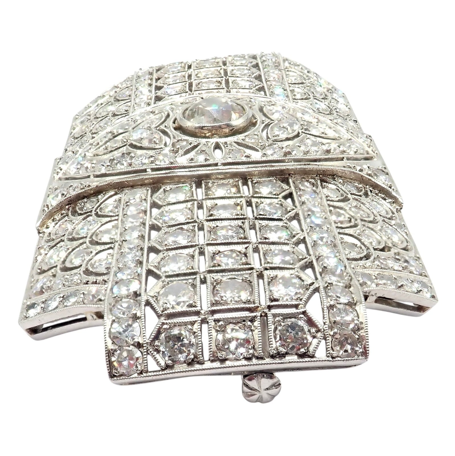 Estate Jewelry & Watches:Fine Jewelry:Brooches & Pins Vintage Estate Antique Art Deco Platinum 5.80ctw Diamond Pin Brooch