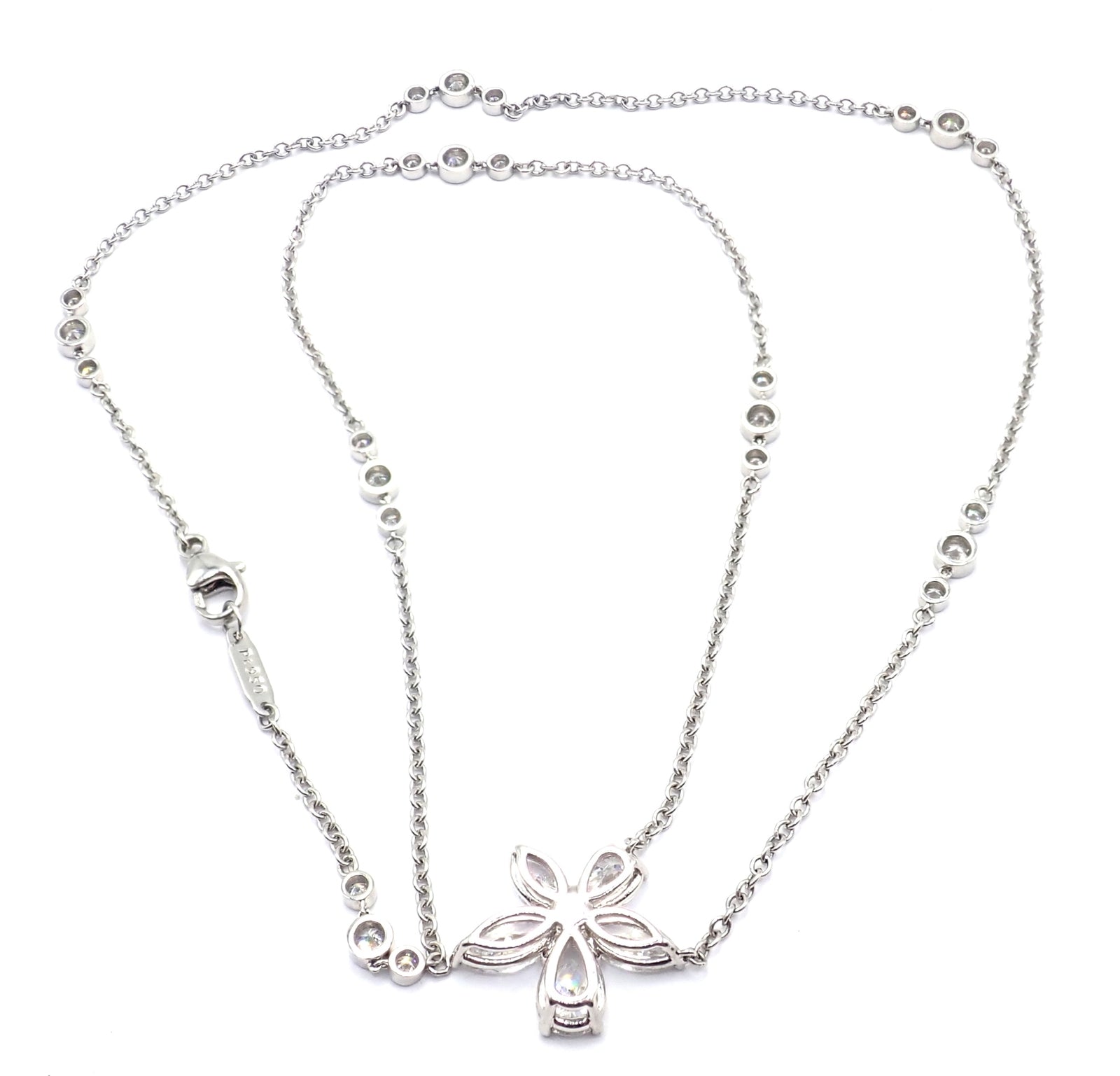 Authentic! Tiffany & Co Victoria Platinum Diamond Mixed Cluster Pendant Necklace | Fortrove