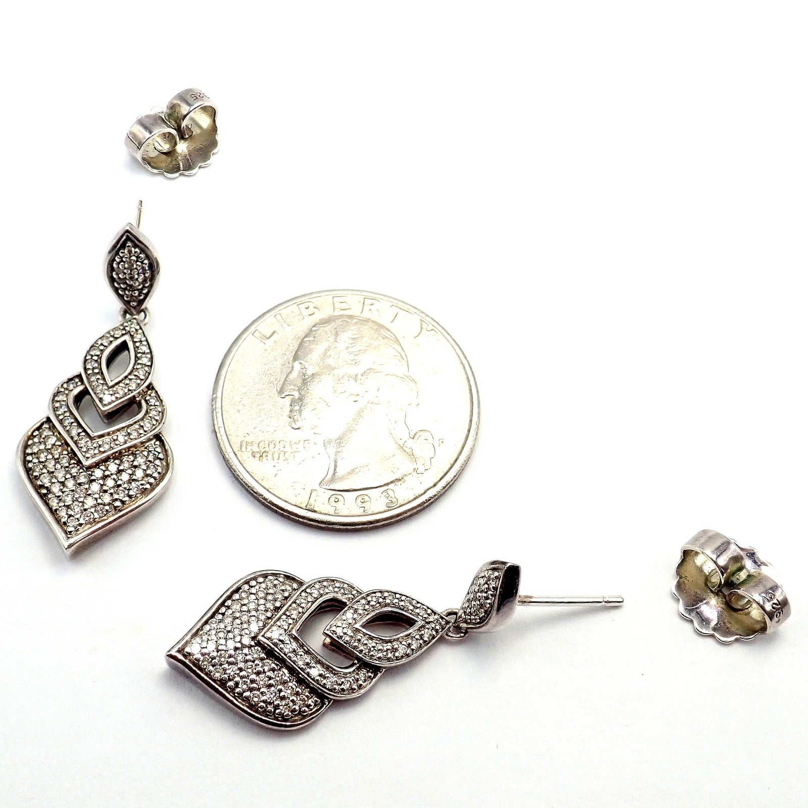 Authentic! John Hardy JH Silver Naga Diamond Heart Earrings | Fortrove