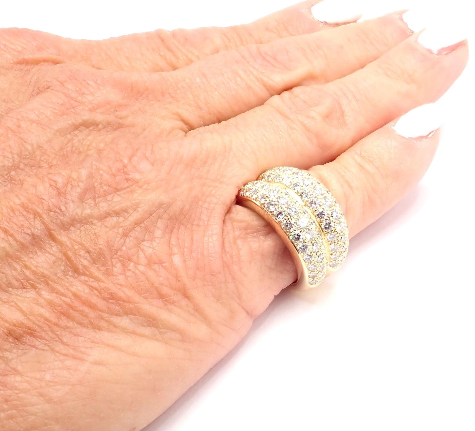 Cartier Jewelry & Watches:Fine Jewelry:Rings Authentic! Cartier 18k Yellow Gold Double Pave Diamond Band Ring 1993