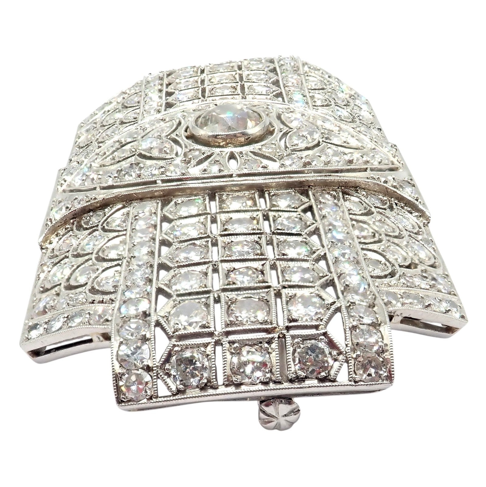 Estate Jewelry & Watches:Fine Jewelry:Brooches & Pins Vintage Estate Antique Art Deco Platinum 5.80ctw Diamond Pin Brooch