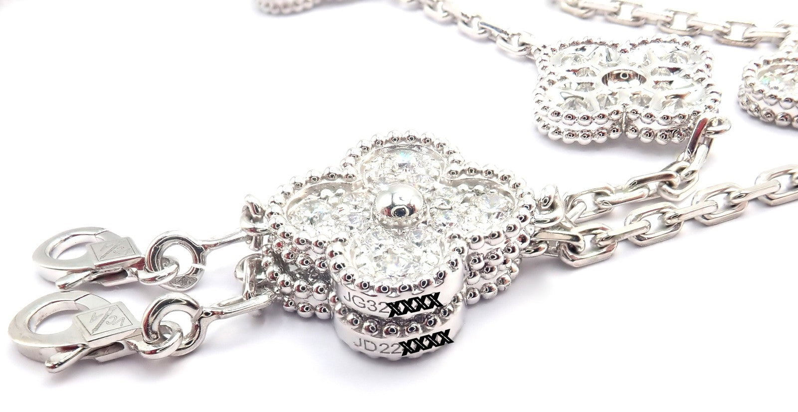 Van Cleef & Arpels Jewelry & Watches:Fine Jewelry:Jewelry Sets Van Cleef & Arpels 18k Gold Vintage Alhambra Diamond Necklace Bracelet Set Cert.