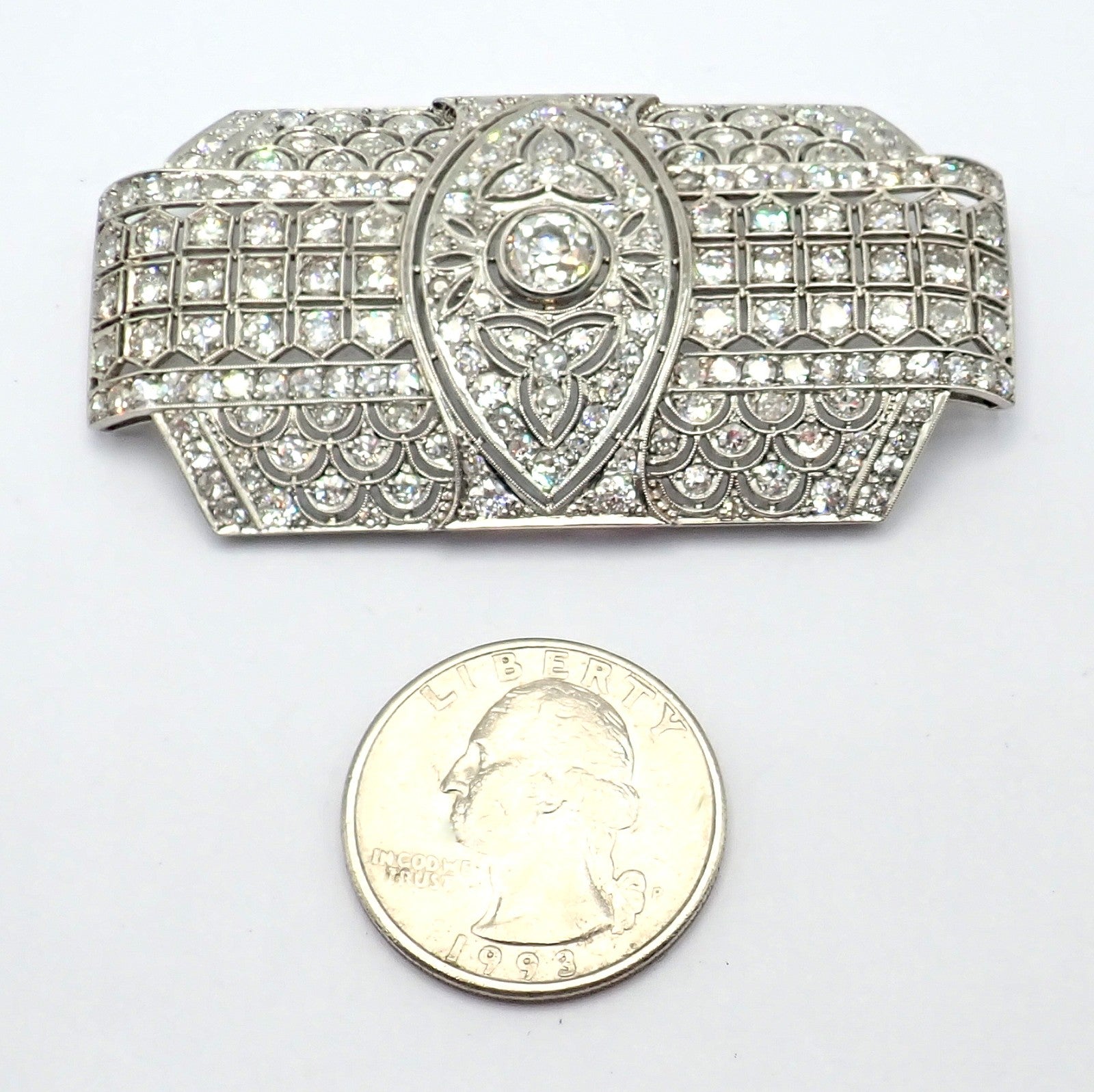Estate Jewelry & Watches:Fine Jewelry:Brooches & Pins Vintage Estate Antique Art Deco Platinum 5.80ctw Diamond Pin Brooch