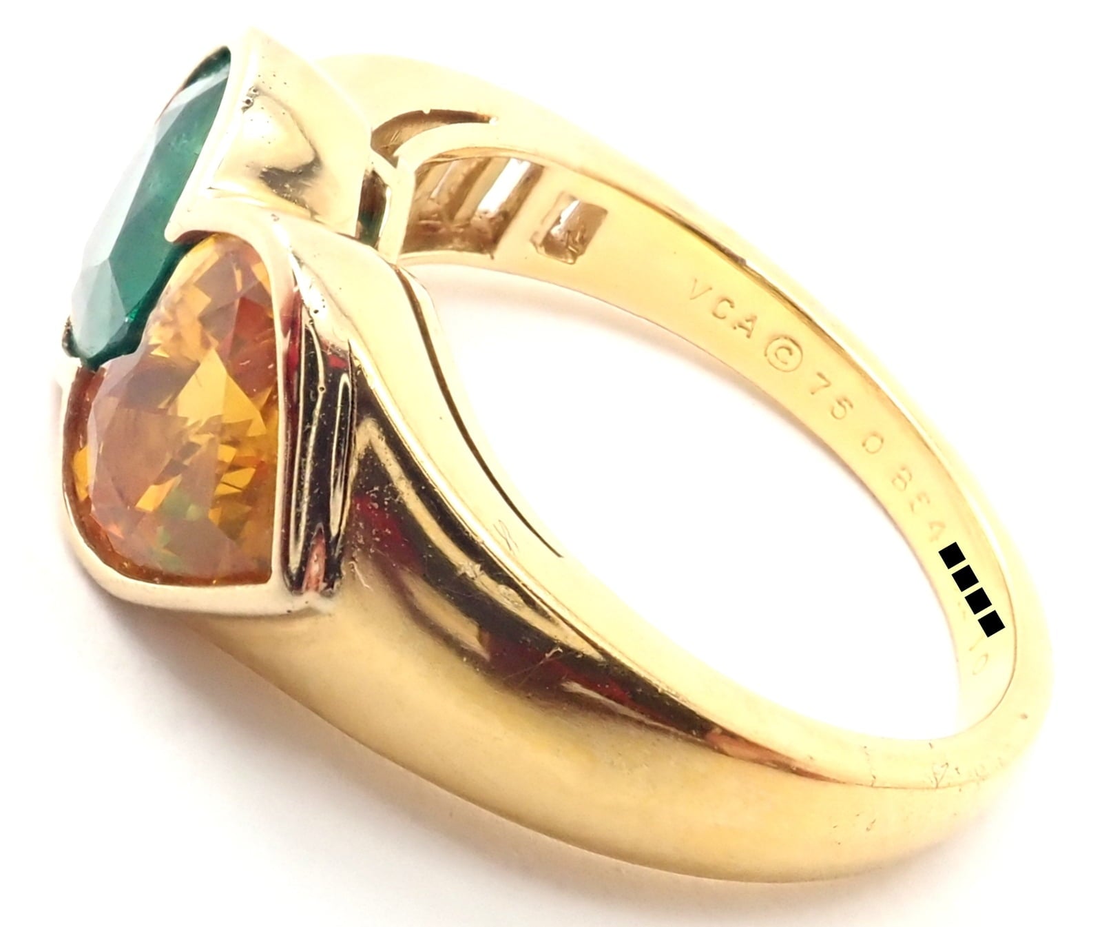 Van Cleef & Arpels Jewelry & Watches:Fine Jewelry:Rings Authentic Van Cleef & Arpels 18k Gold Diamond Emerald Yellow Sapphire Ring Paper