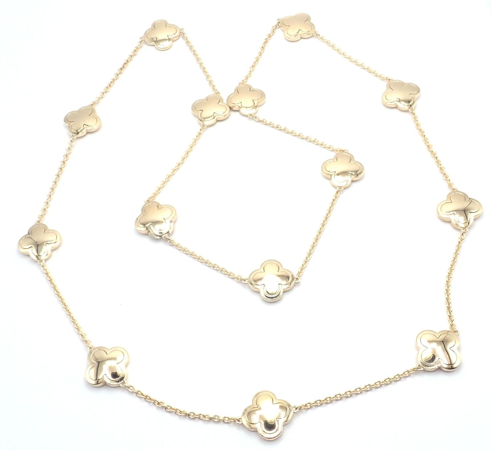 Authentic Van Cleef & Arpels 18k Yellow Gold Diamond Pure Alhambra Long Necklace | Fortrove