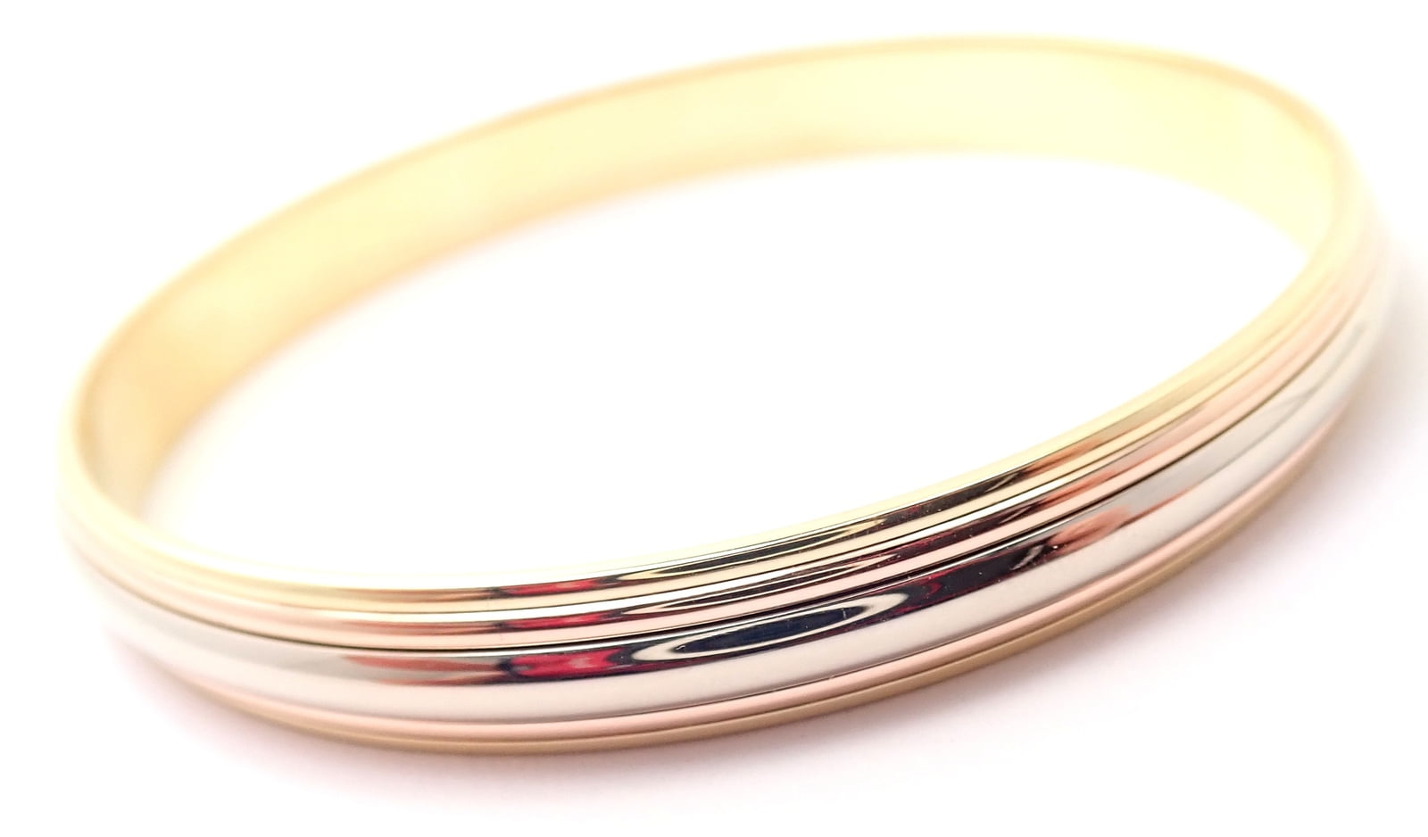 Cartier Jewelry & Watches:Fine Jewelry:Bracelets & Charms Rare! Cartier 18k Tricolor Gold Slip-On Bangle Bracelet 1990