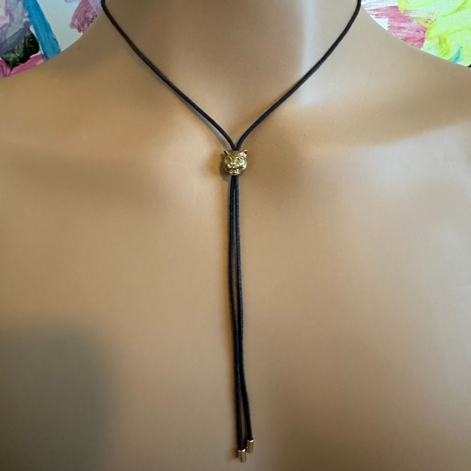 Gucci 18k Yellow Gold Le Marche des Merveilles Tiger Bolo Tie Necklace | Fortrove