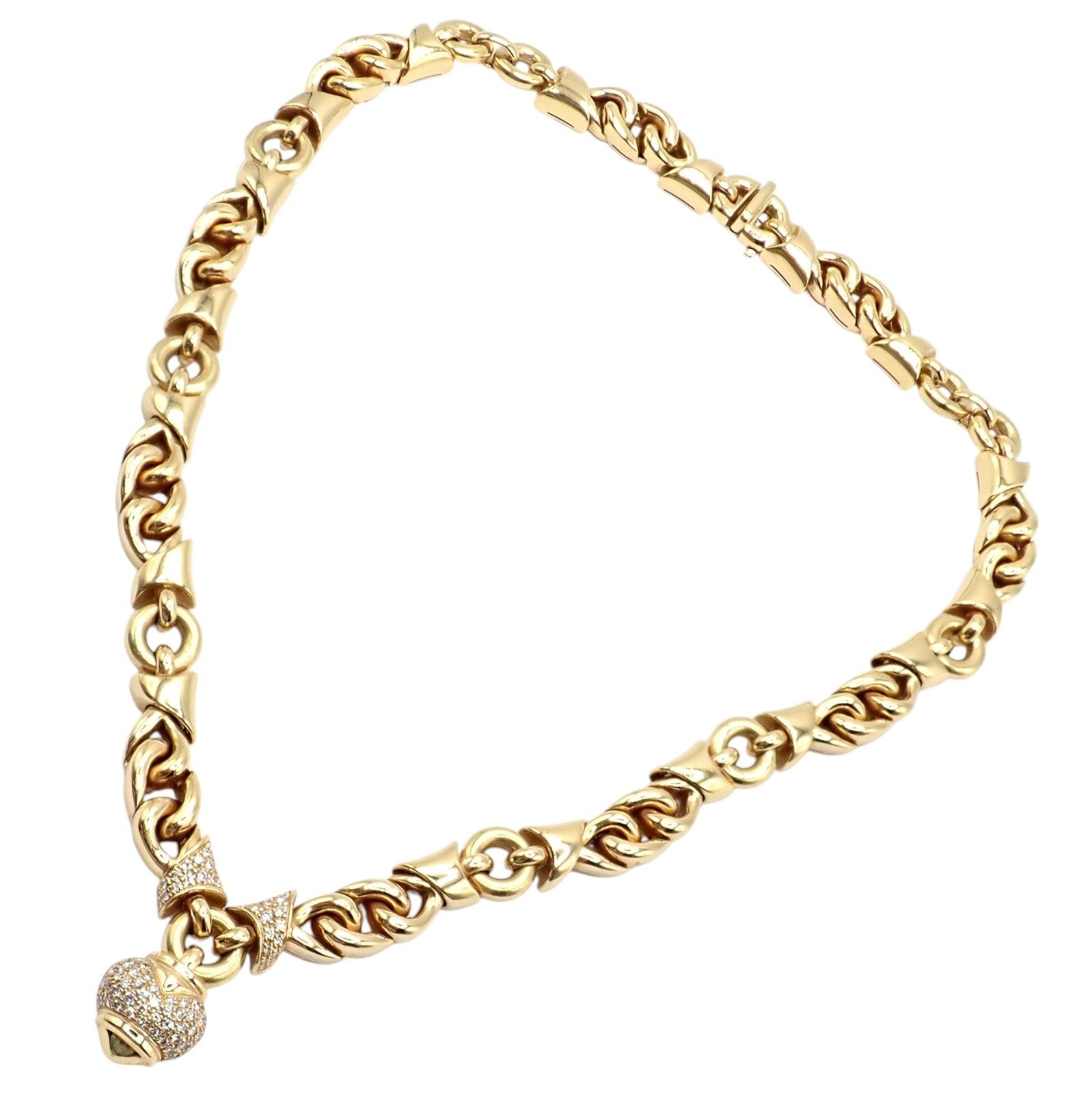Rare! Bvlgari Bulgari 18k Yellow Gold Diamond Doppio Cuore Heart Necklace | Fortrove